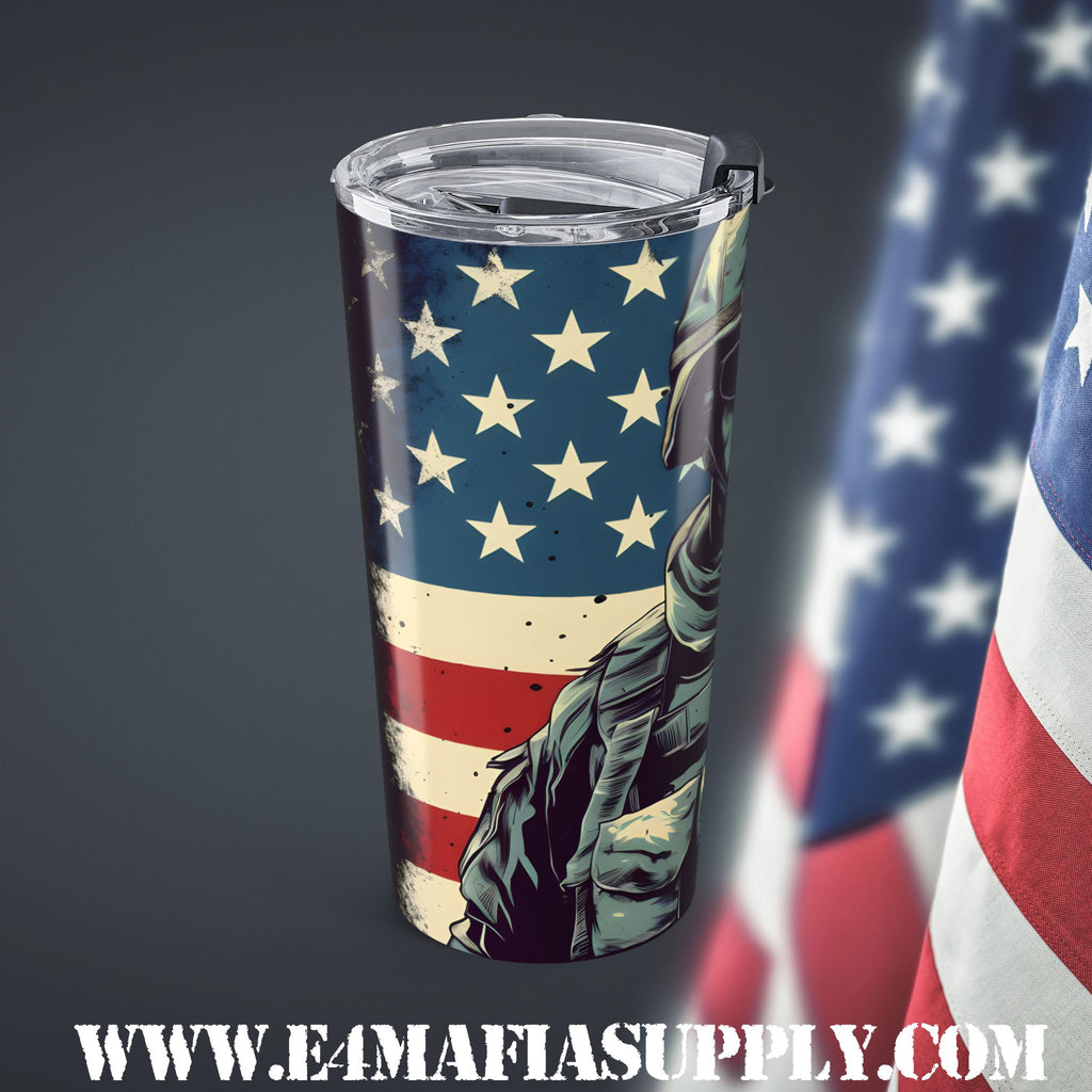 Modern Patriot — American Flag Soldier Tumbler for Everyday Warriors