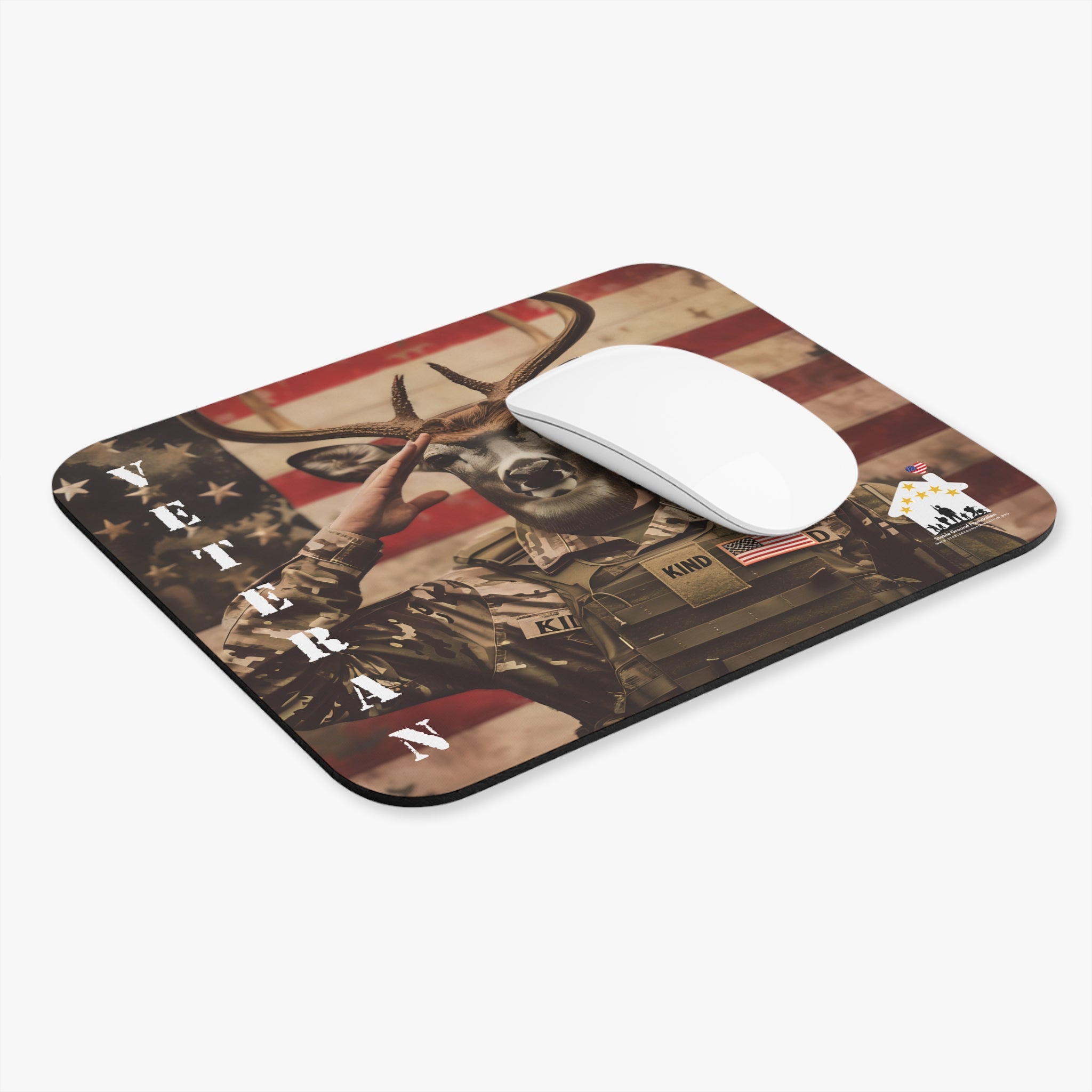 Saluting Buck – American Veteran Mouse Pad