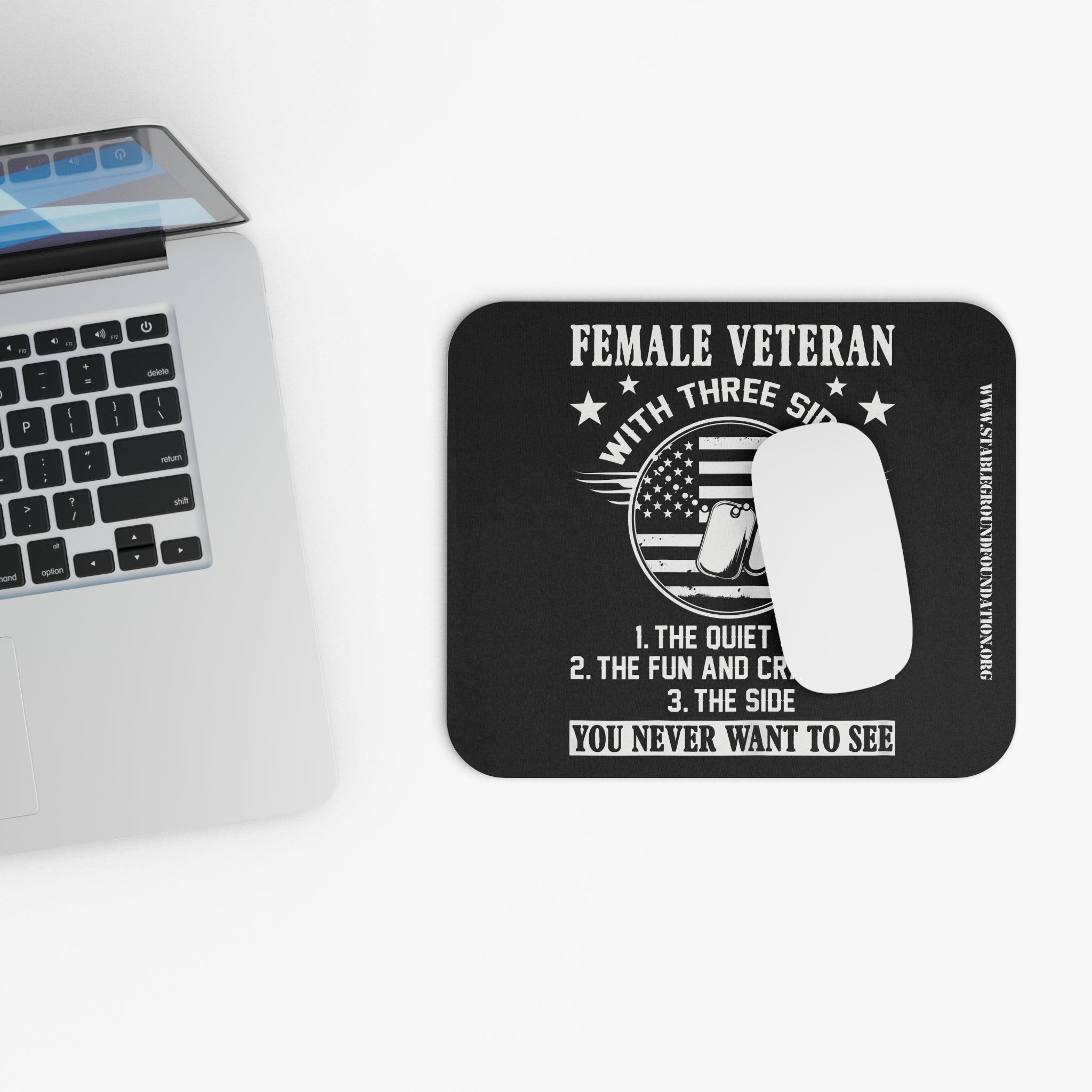 Female Veteran – Three Sides Funny & Fierce Mouse Pad