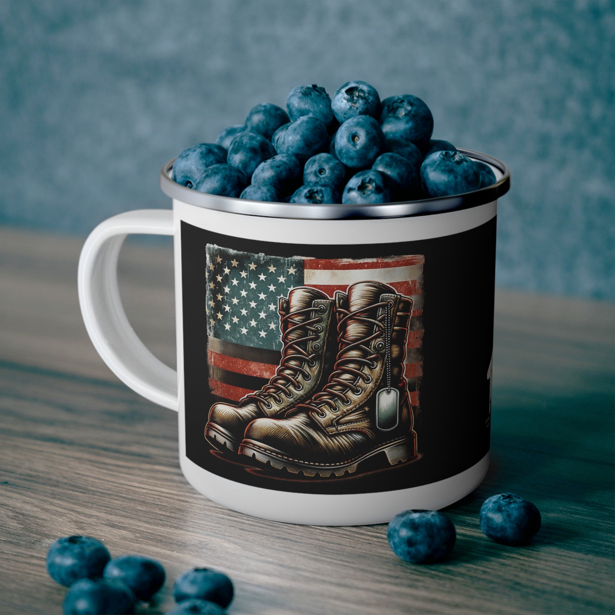 Combat Boots Coffee Cup – Patriotic Military Tribute Enamel Cup
