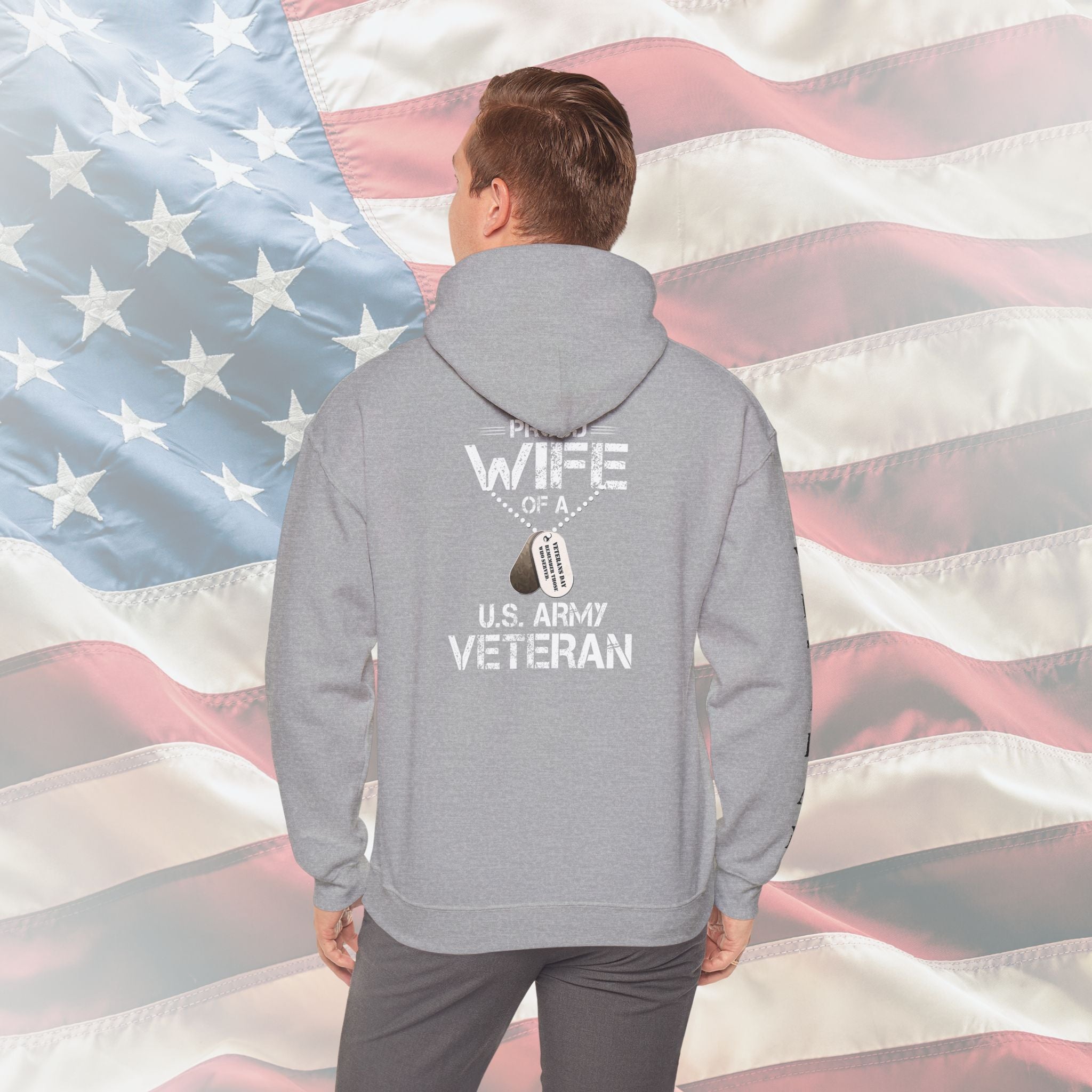 “Proud Wife of a U.S. Army Veteran” Military Hoodie