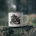 Cowboy Hat & Rifle Coffee Cup – Western Military Tribute Enamel Cup