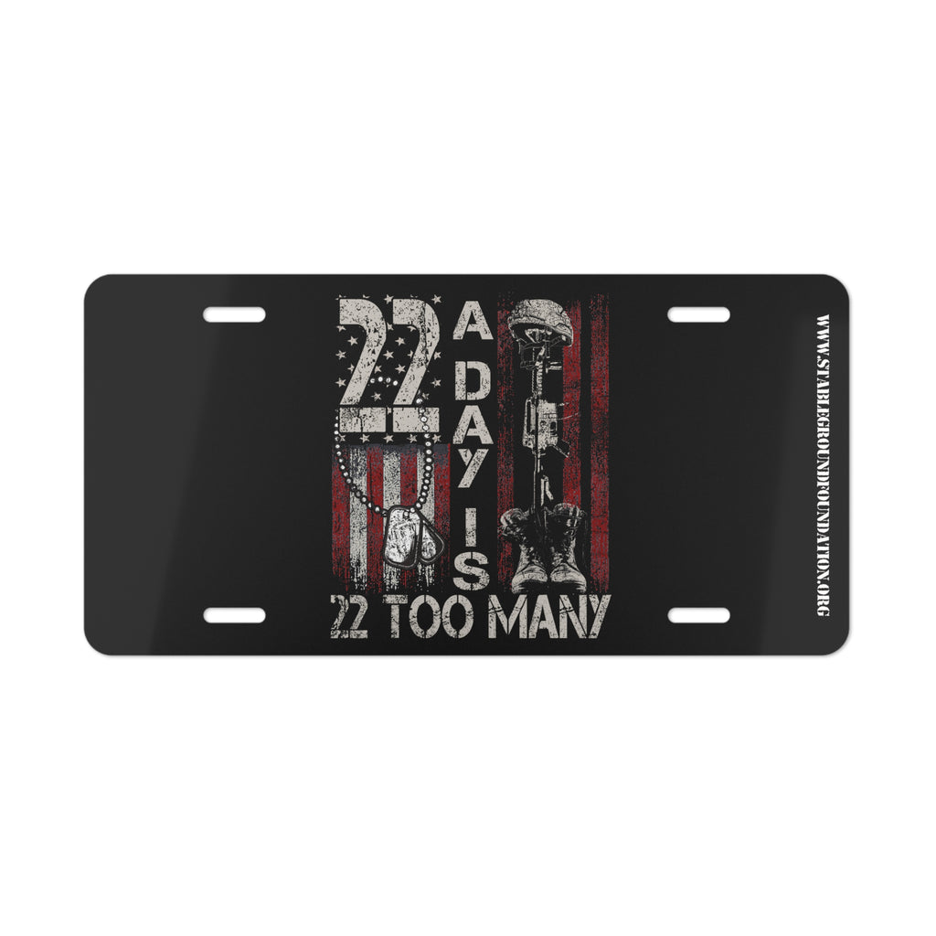 22 A Day Veteran Suicide Awareness License Plate – 22 Too Many Tribute
