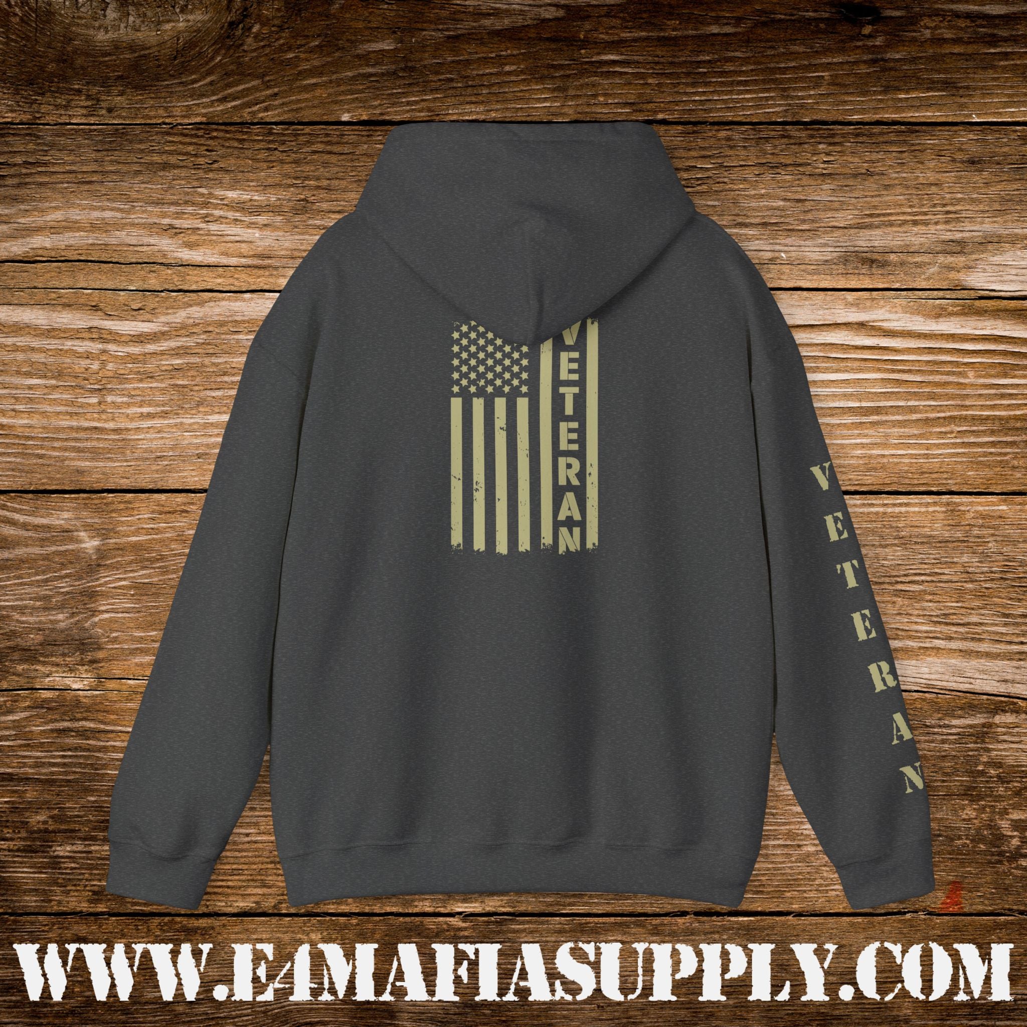 “Vertical Flag Veteran” Minimalist Patriotic Hoodie