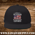 “I’m a Veteran – My Oath Never Expires” Patriotic Flat Bill Cap with American Flag