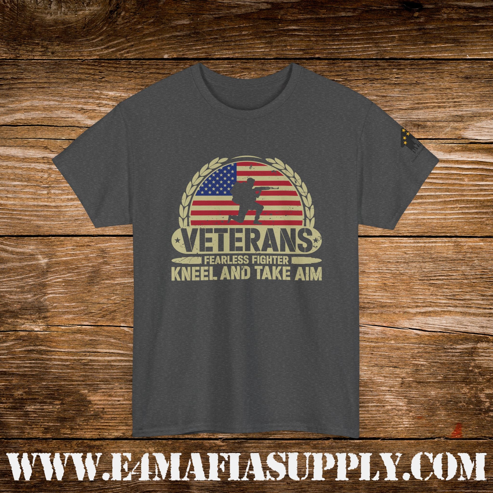 “Veterans: Kneel and Take Aim” – Fearless Patriotic Military T-Shirt