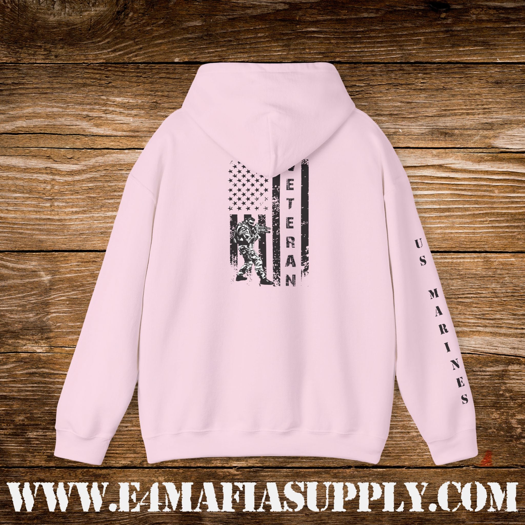 US Marines Vertical Flag Veteran Hoodie