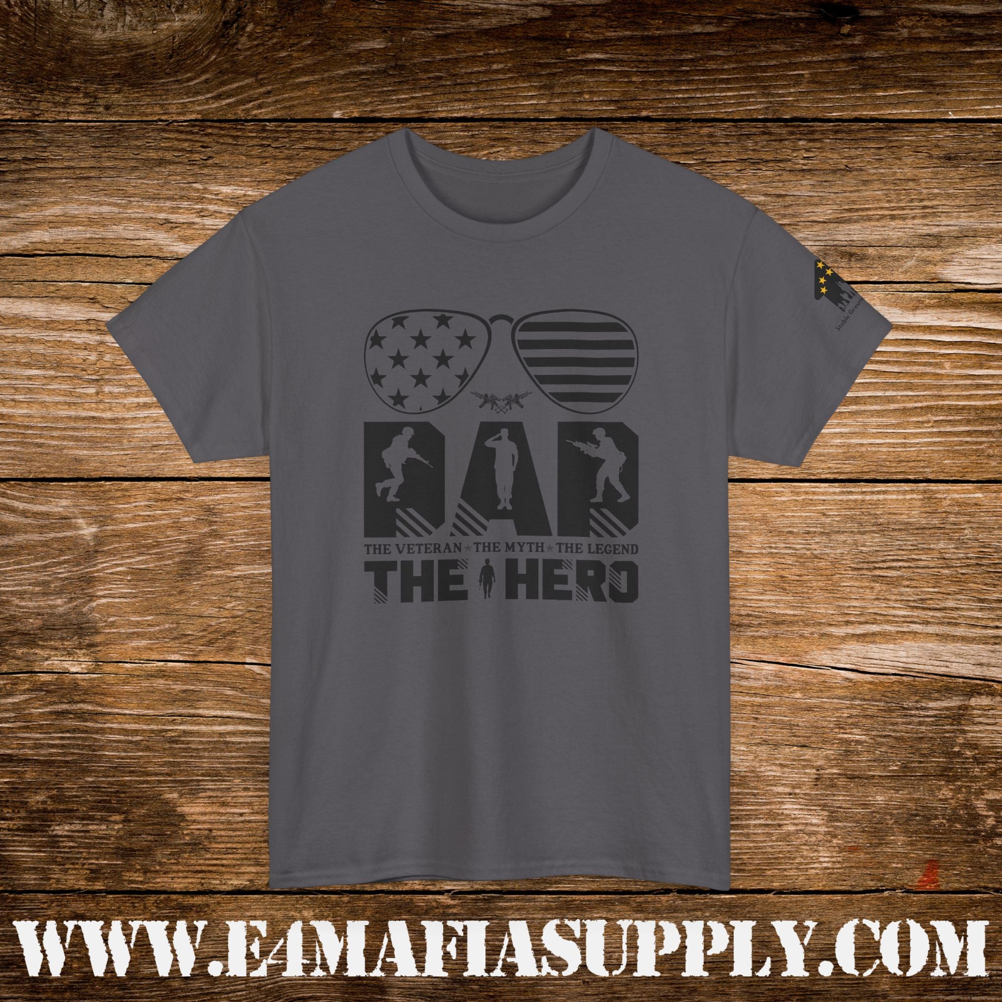 “The Veteran. The Myth. The Legend. The Hero.” – Patriotic Military Sunglasses T-Shirt