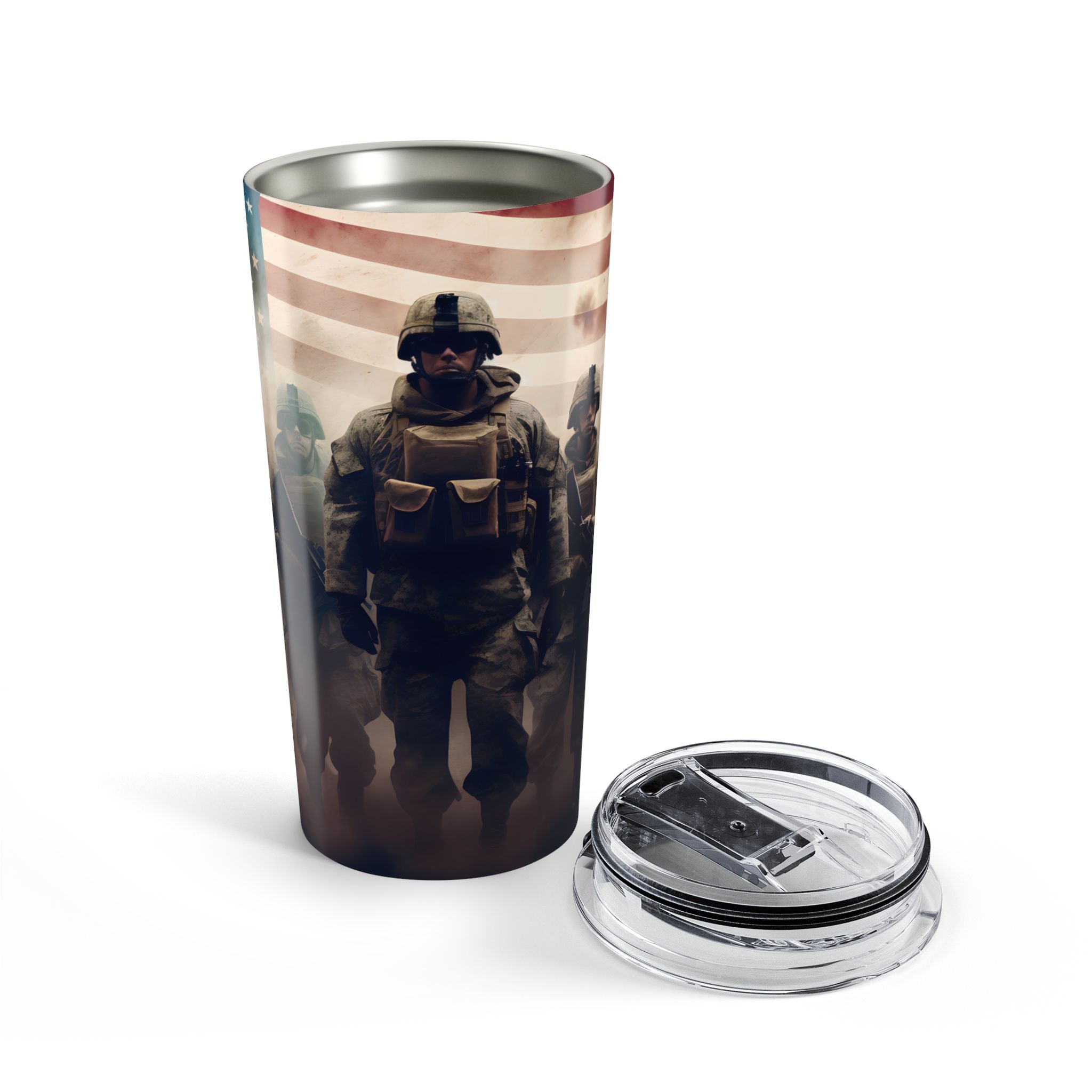 Frontline Freedom — Patriotic Soldier Tumbler for the Brave and the United