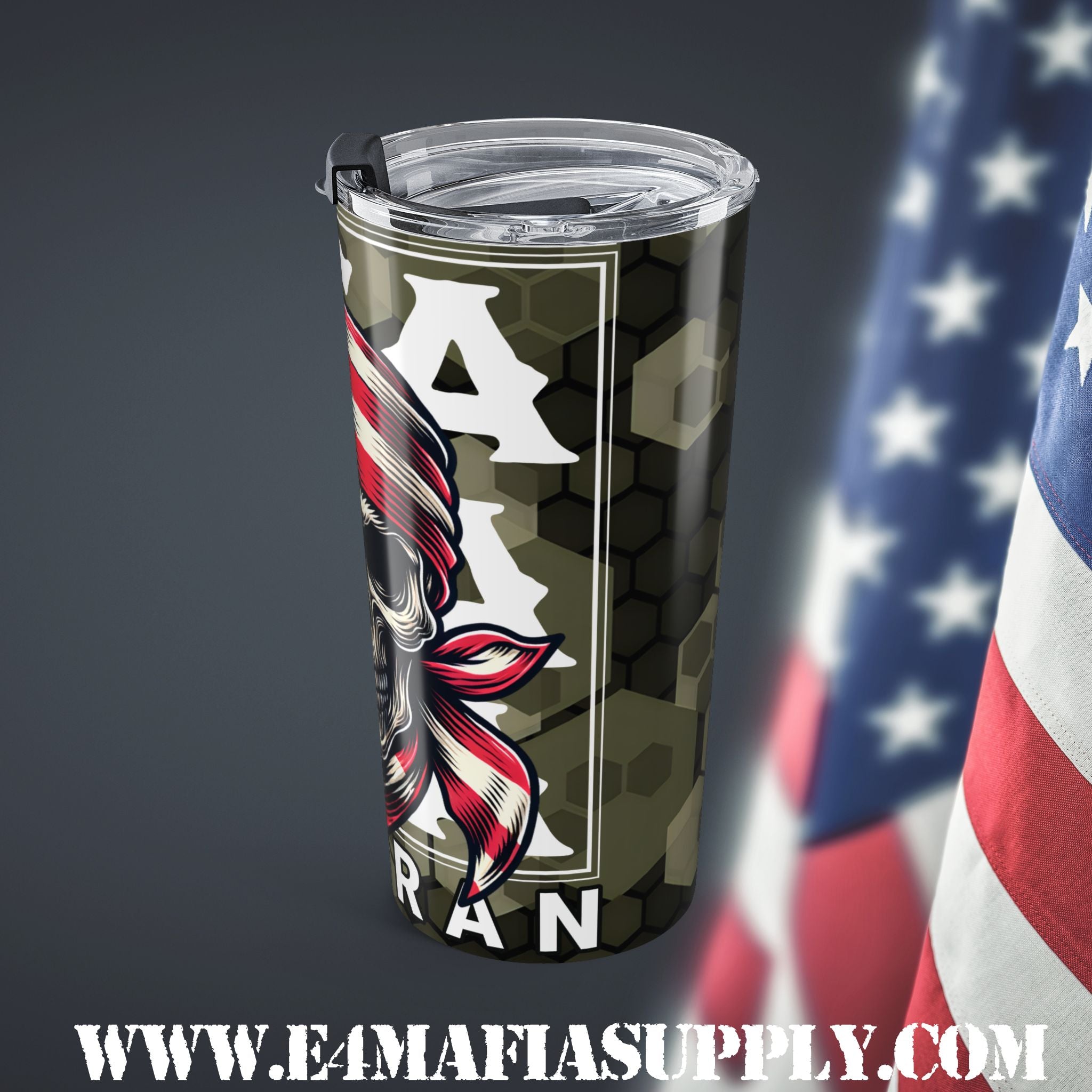 Patriotic Badass — American Flag Skull Tumbler for Proud Veterans
