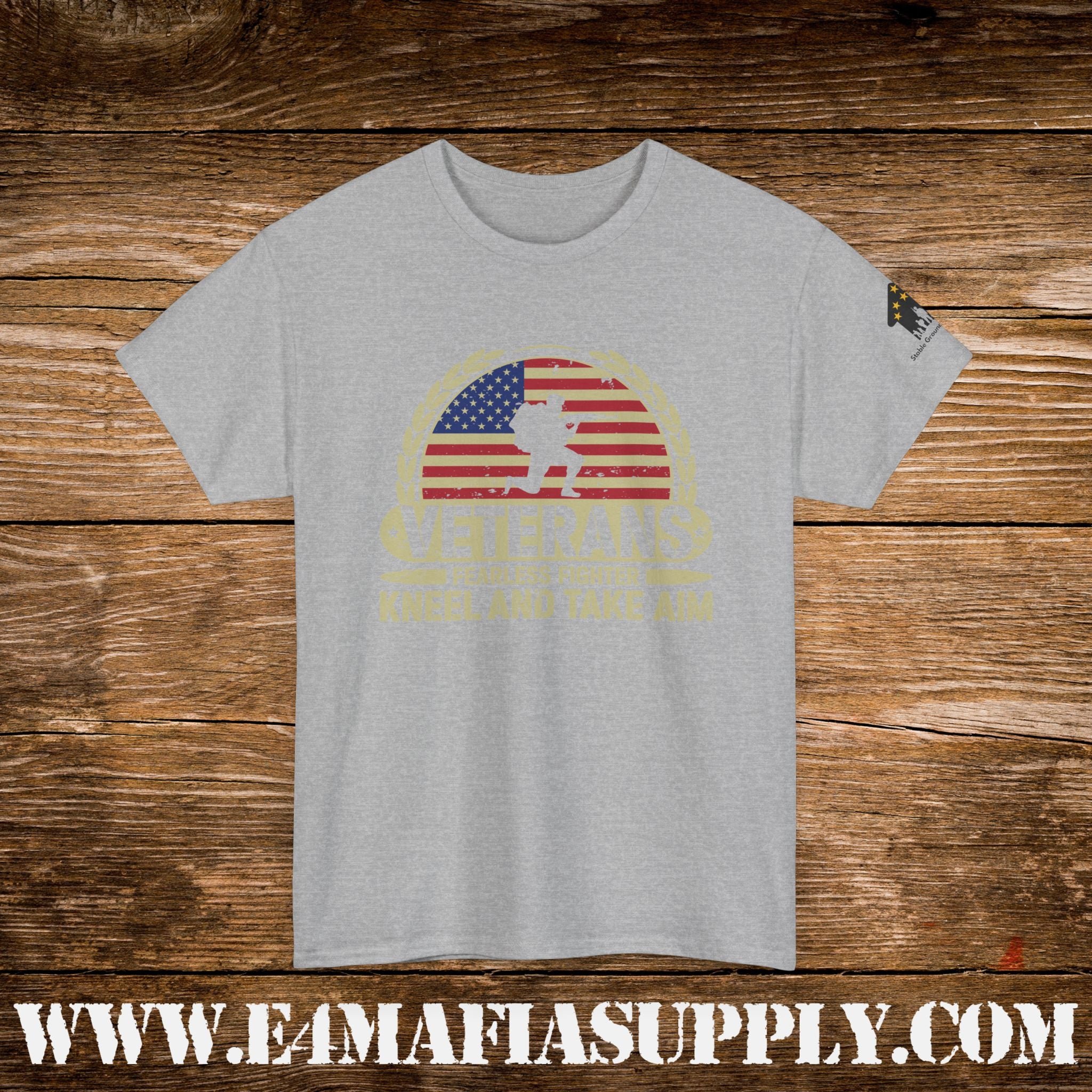“Veterans: Kneel and Take Aim” – Fearless Patriotic Military T-Shirt