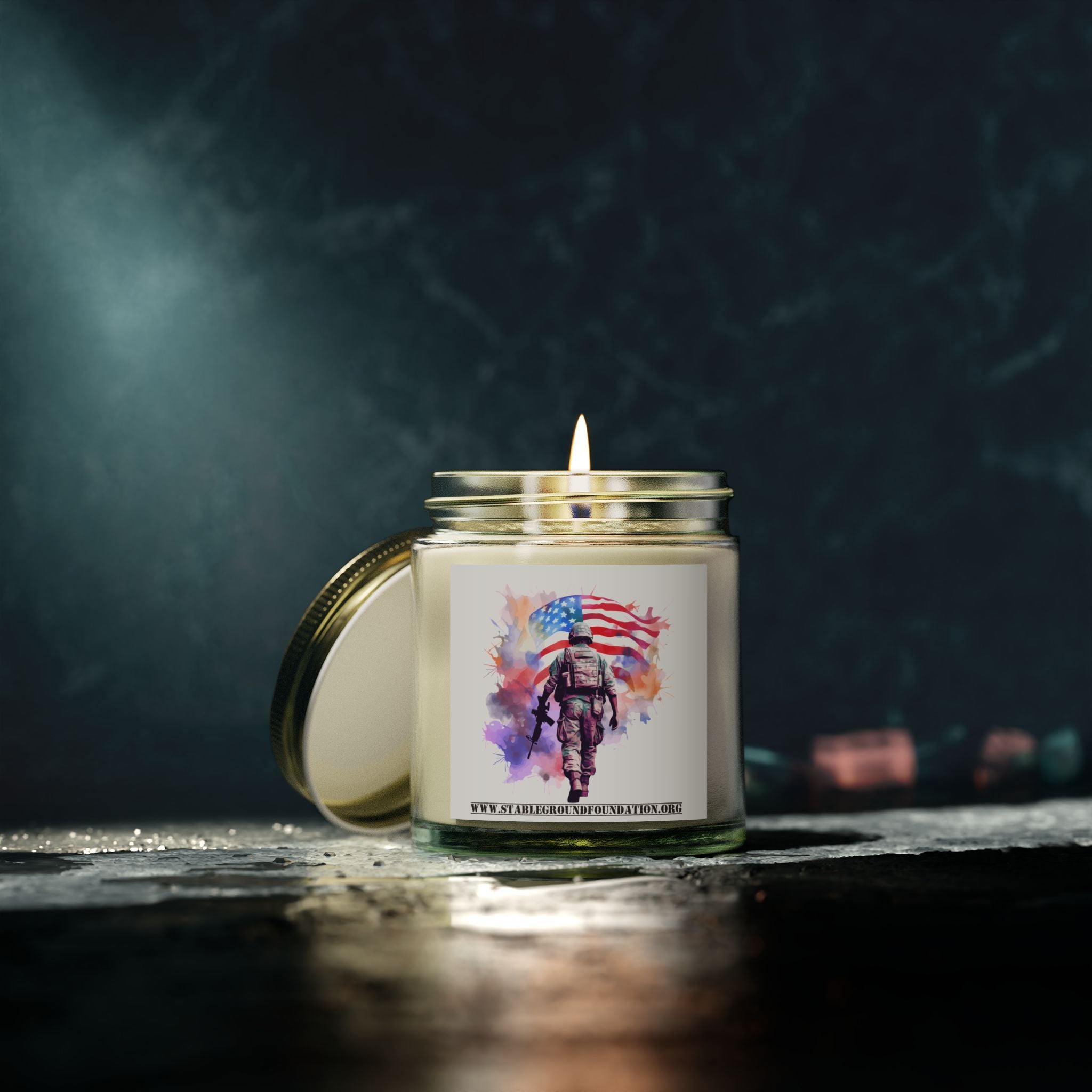 Watercolor Soldier Candle – Honor, Courage, and Freedom in Every Flame