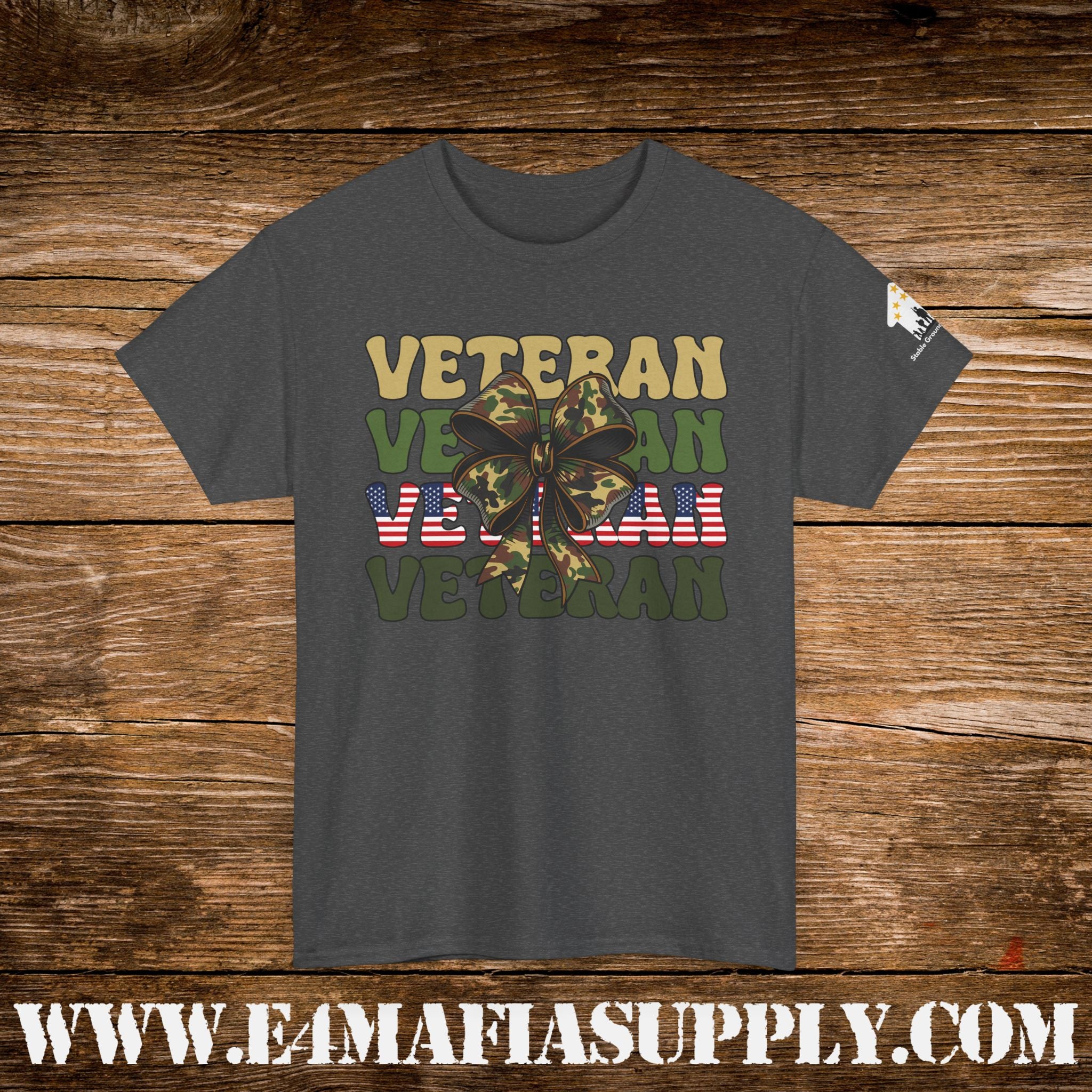 “Veteran” – American Flag Camo Butterfly T-Shirt