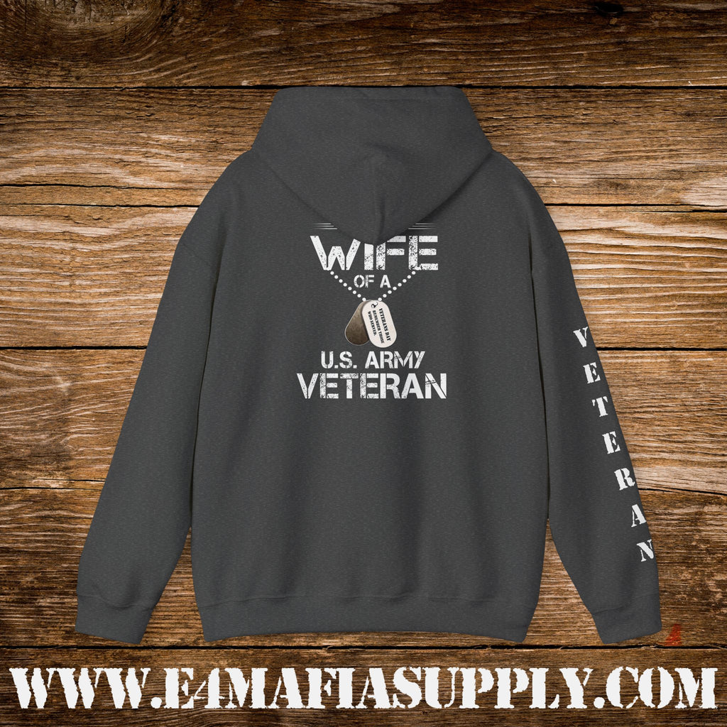 “Proud Wife of a U.S. Army Veteran” Military Hoodie