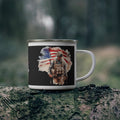 American Flag Soldier Coffee Cup – Patriotic Warrior Tribute Enamel Cup