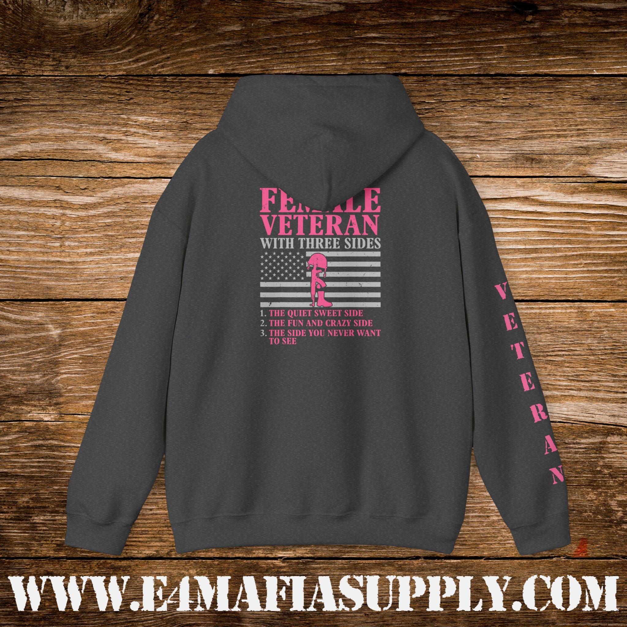 Female Veteran With Three Sides Hoodie