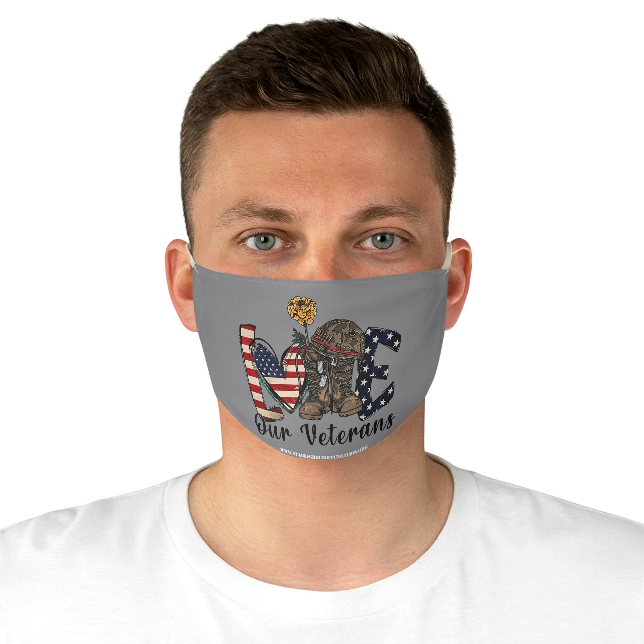 Love Our Veterans – Battlefield Cross Patriotic Face Mask