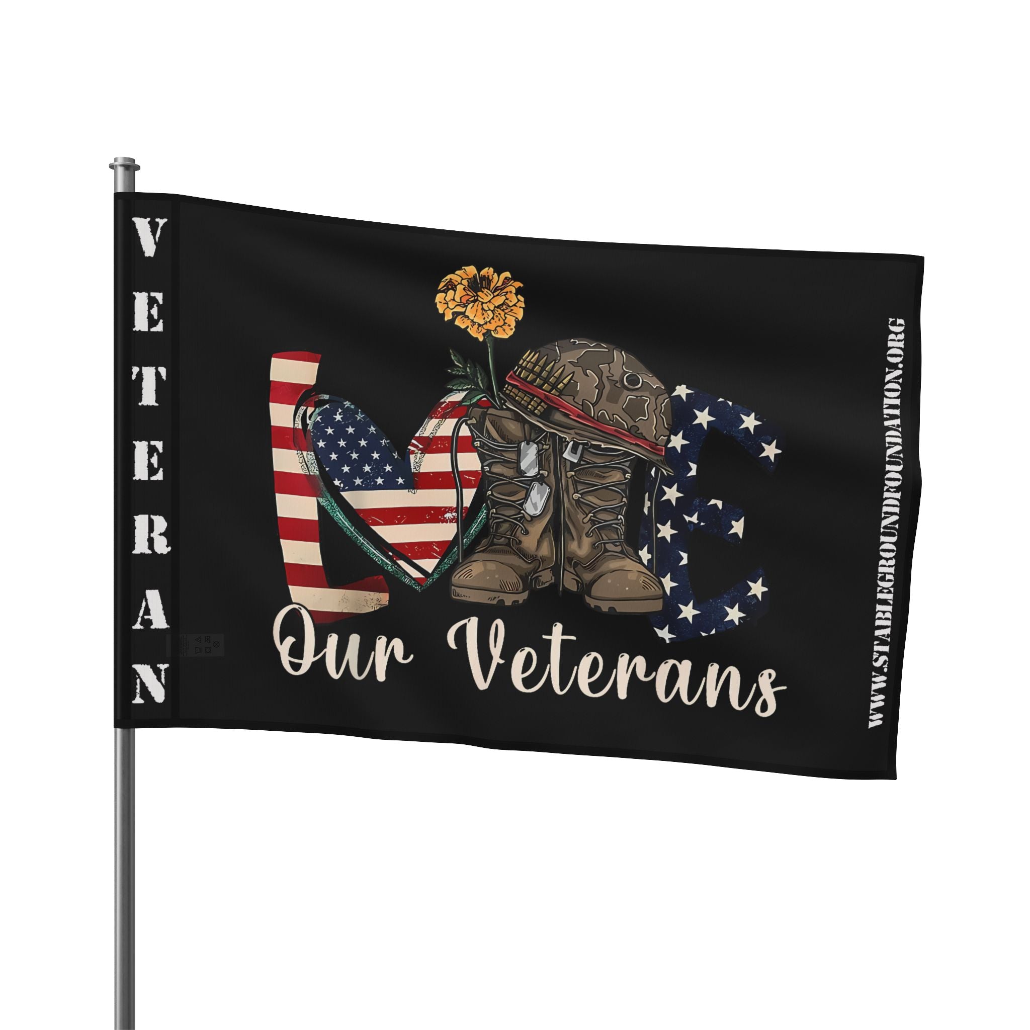 Love Our Veterans — Patriotic Flag Honoring Service, Sacrifice & Strength