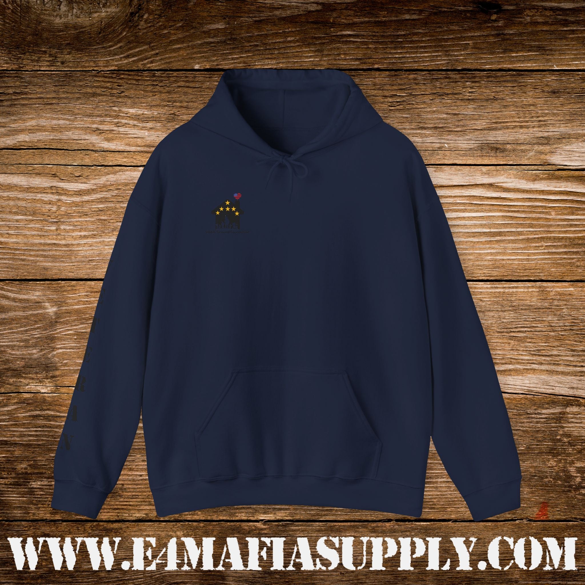 “Heroes Don’t Wear Capes – They Wear Dog Tags & Combat Boots” Patriotic Veteran Sleeve Hoodie