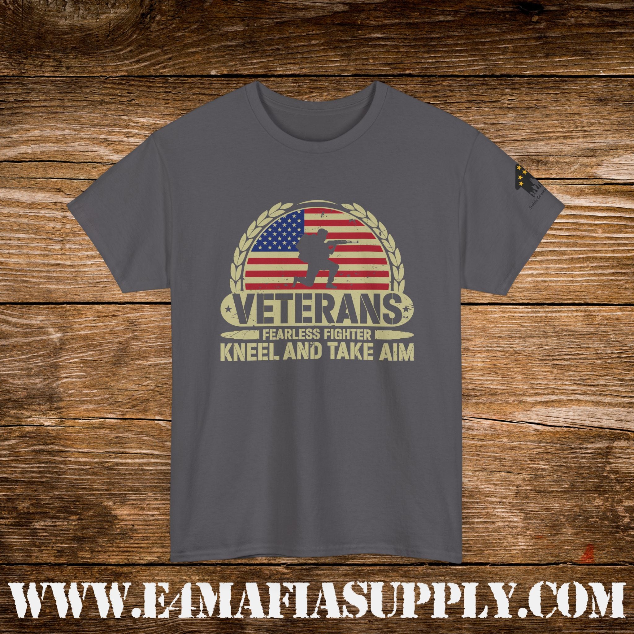 “Veterans: Kneel and Take Aim” – Fearless Patriotic Military T-Shirt