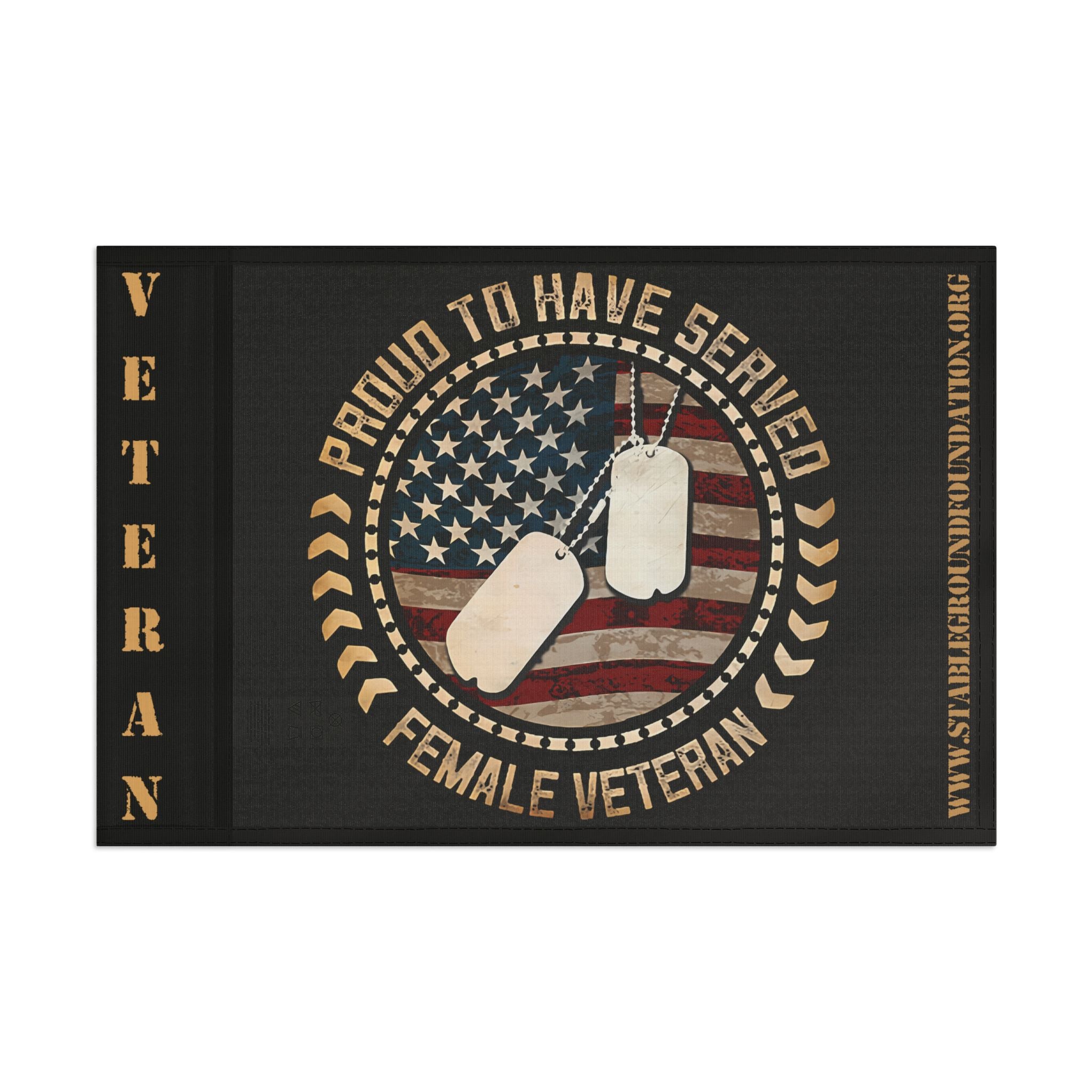 Proud to Have Served — Female Veteran Flag Honoring Courage and Commitment
