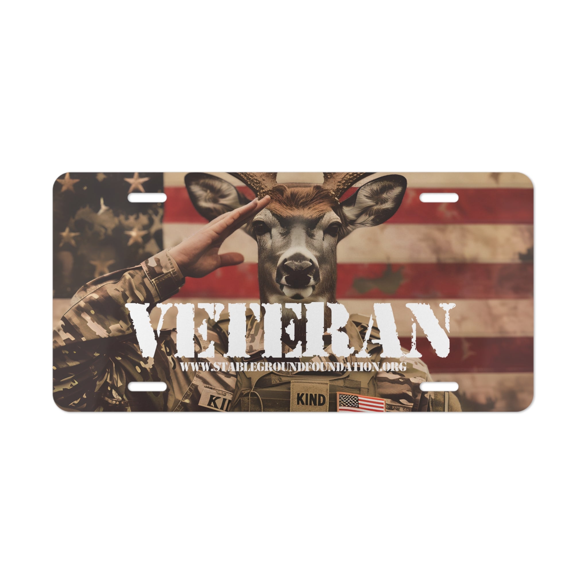 Deerly Proud Veteran – Funny Patriotic License Plate