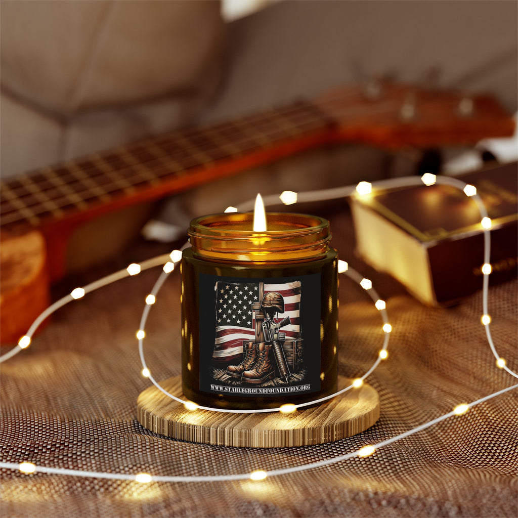 Battlefield Honor Candle – Soldier and Flag Memorial Tribute