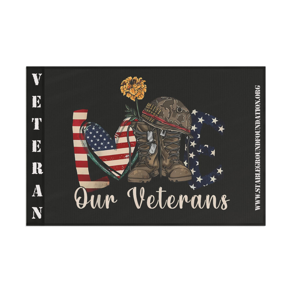 Love Our Veterans — Patriotic Flag Honoring Service, Sacrifice & Strength