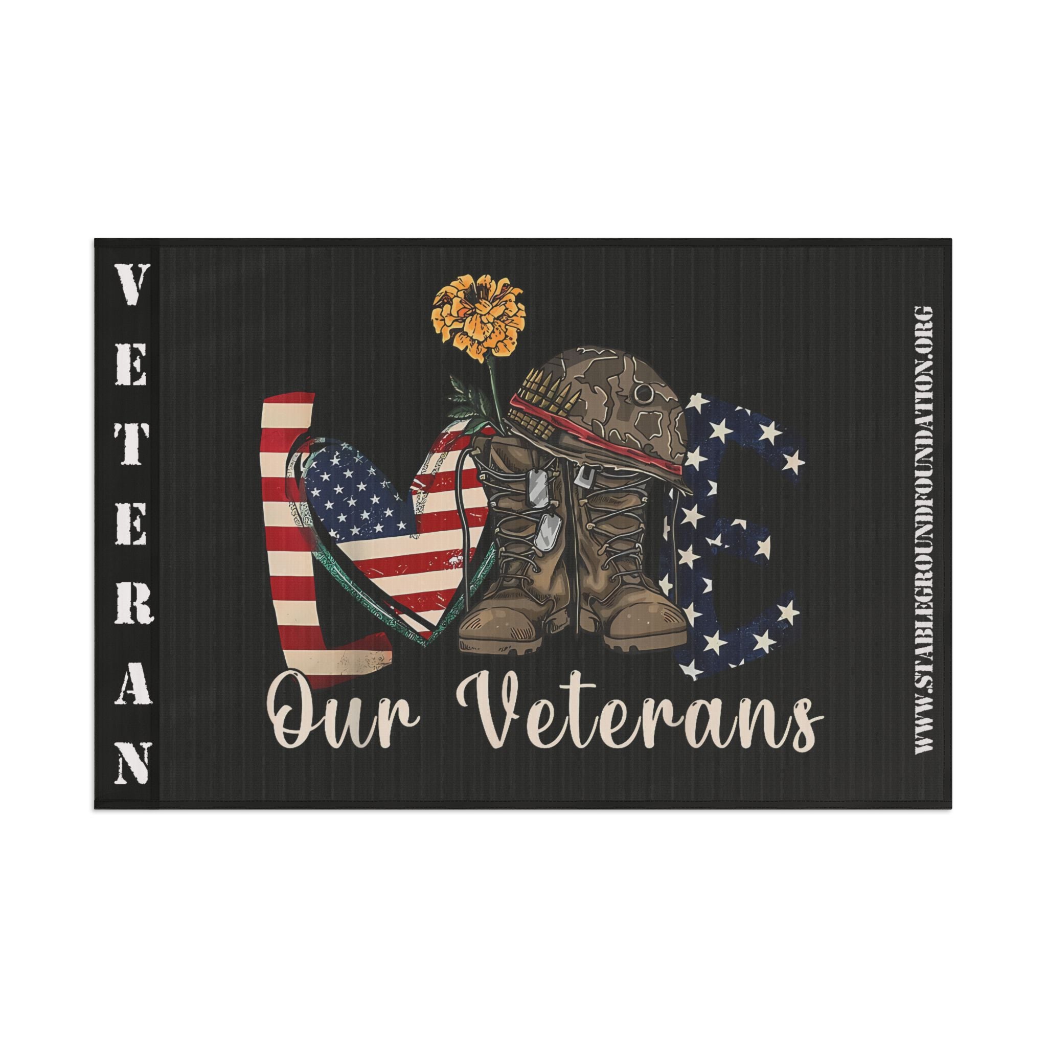 Love Our Veterans — Patriotic Flag Honoring Service, Sacrifice & Strength