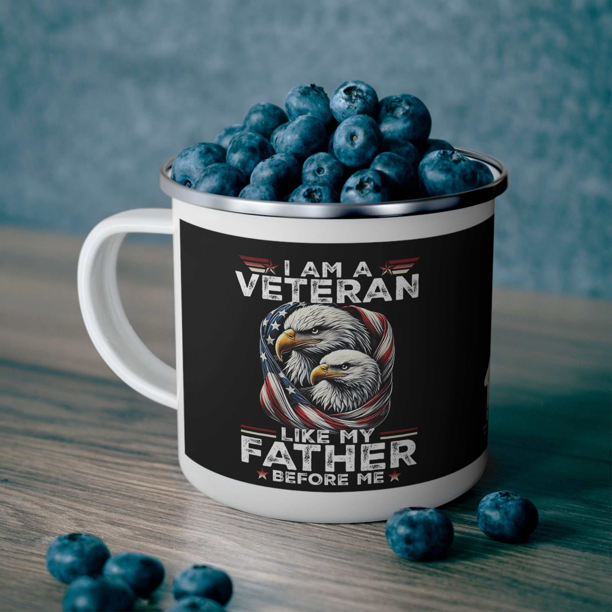 Like My Father Before Me | Proud Veteran Eagle Enamel Coffee Mug