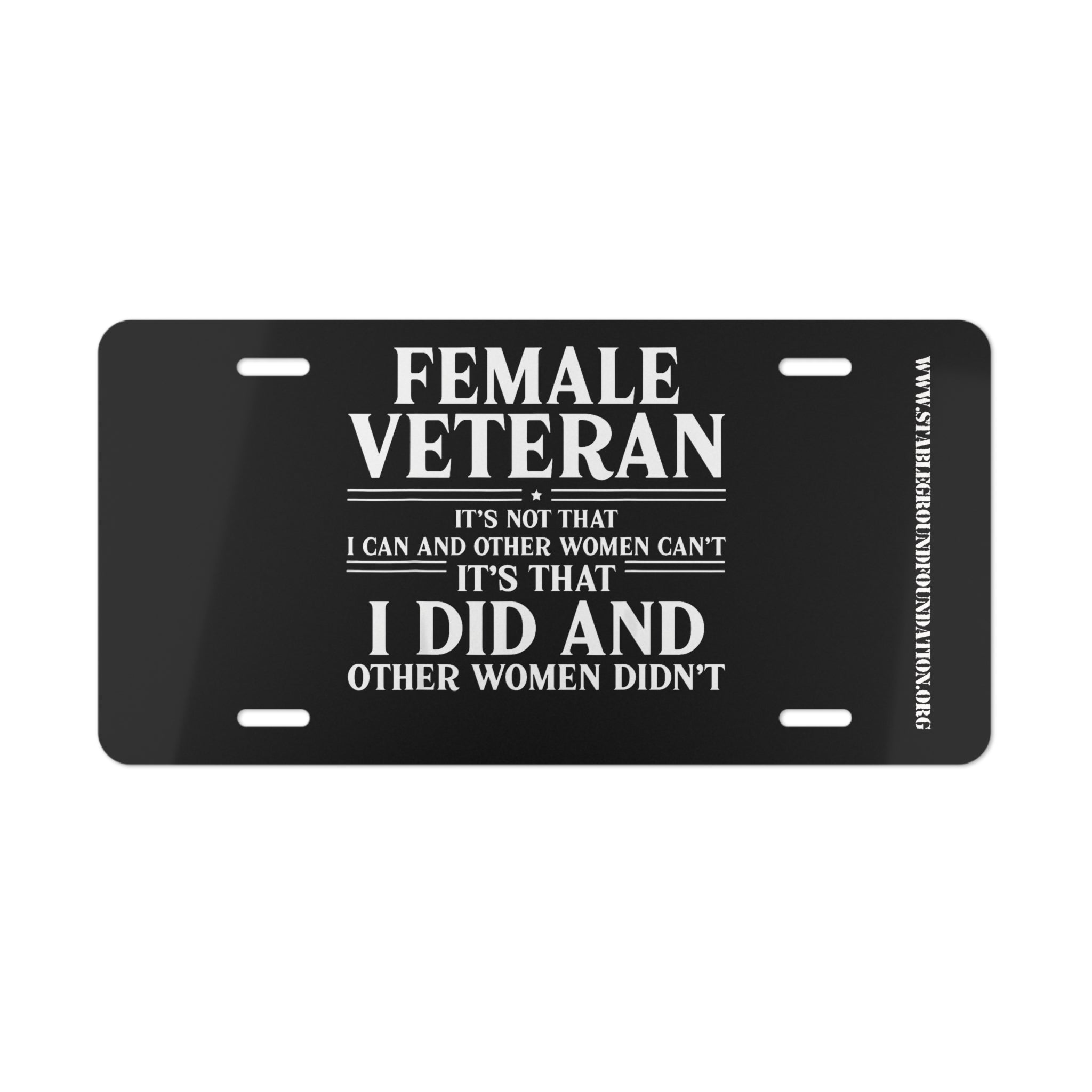 Female Veteran Pride – Empowering License Plate Statement