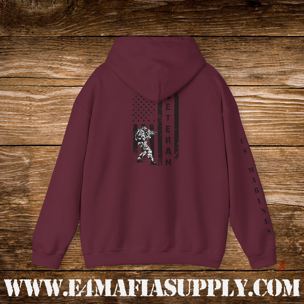 US Marines Vertical Flag Veteran Hoodie