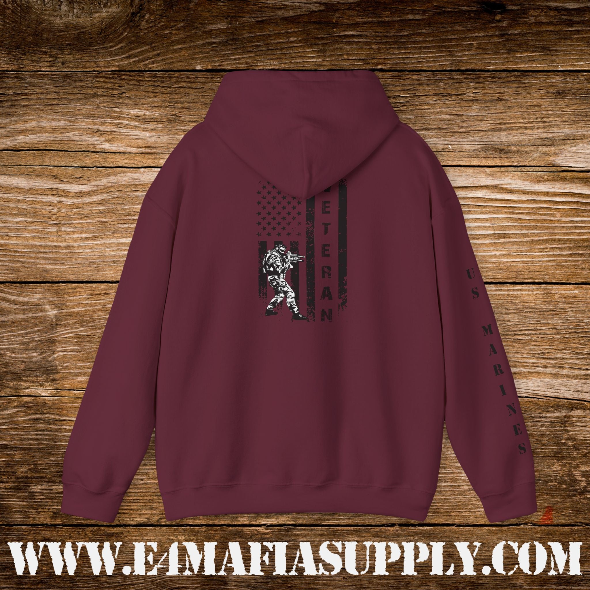 US Marines Vertical Flag Veteran Hoodie