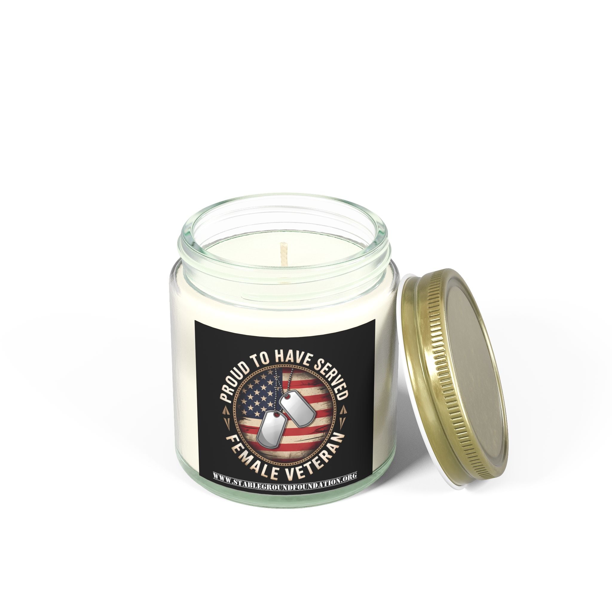Proud to Have Served Candle – Female Veteran American Flag Tribute Candle