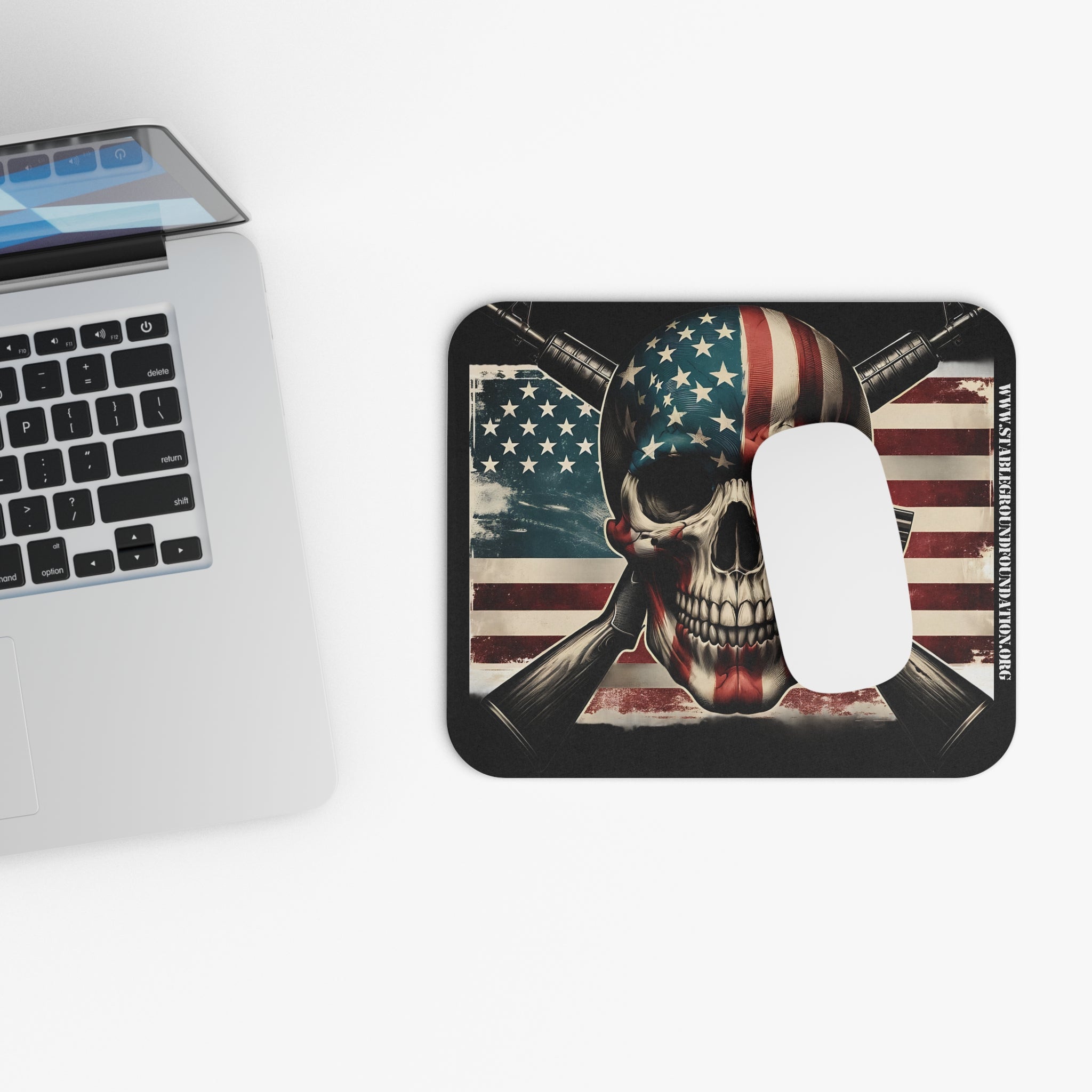 Freedom Never Dies – American Flag Skull Mouse Pad