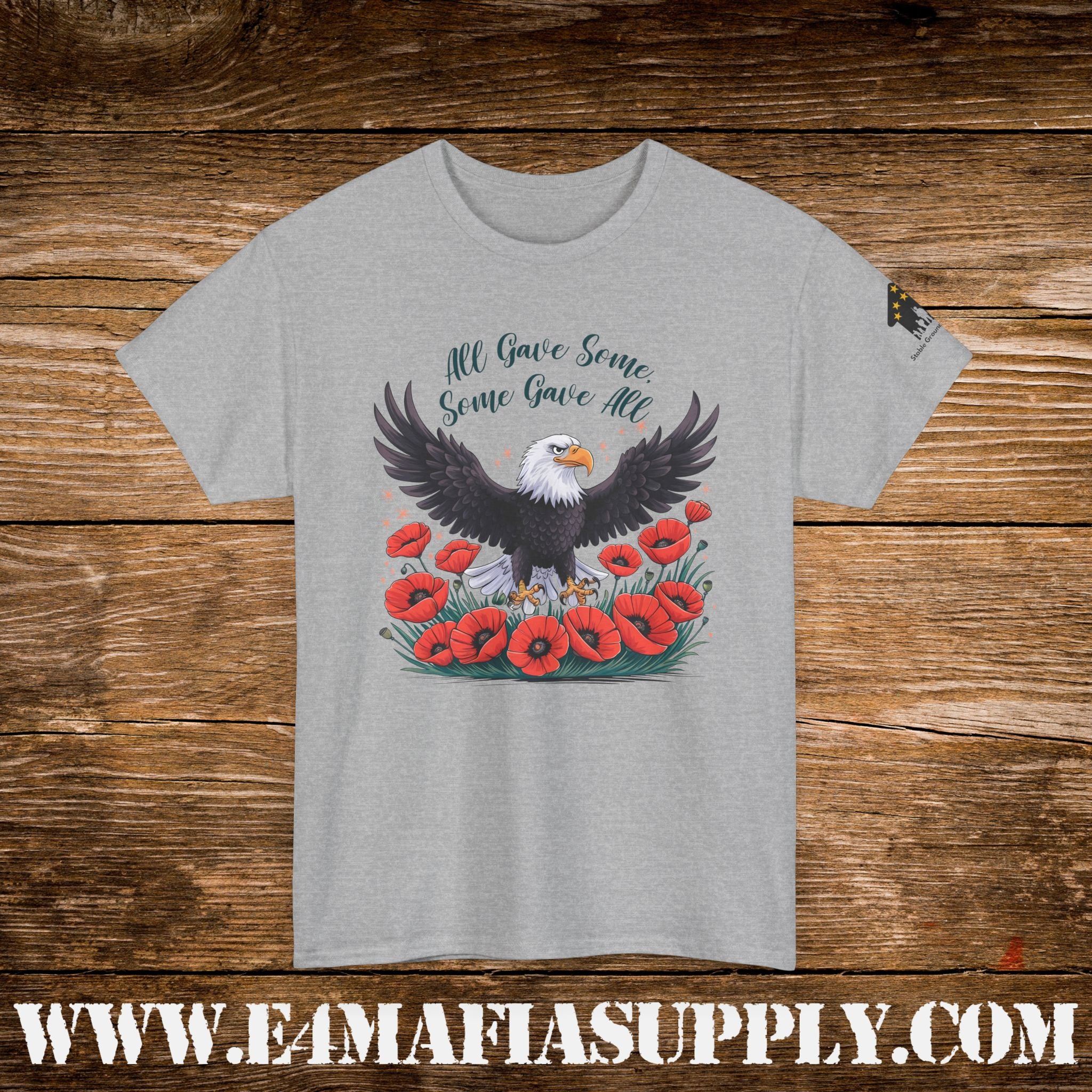 “All Gave Some, Some Gave All” – Bald Eagle & Poppies Memorial Veteran T-Shirt