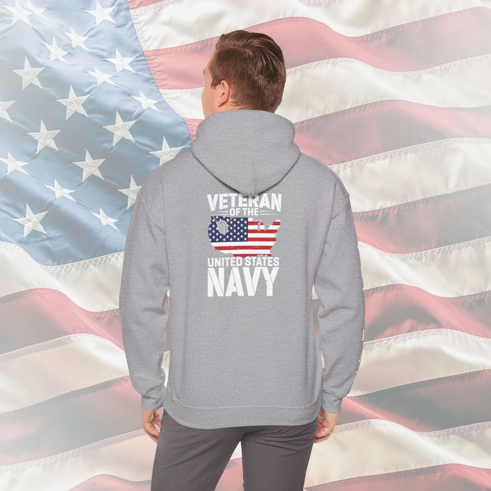 United States Navy Veteran Hoodie – Patriotic Flag Edition