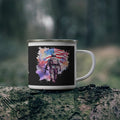 Colorful Watercolor Soldier Coffee Cup – Patriotic American Flag Enamel Cup