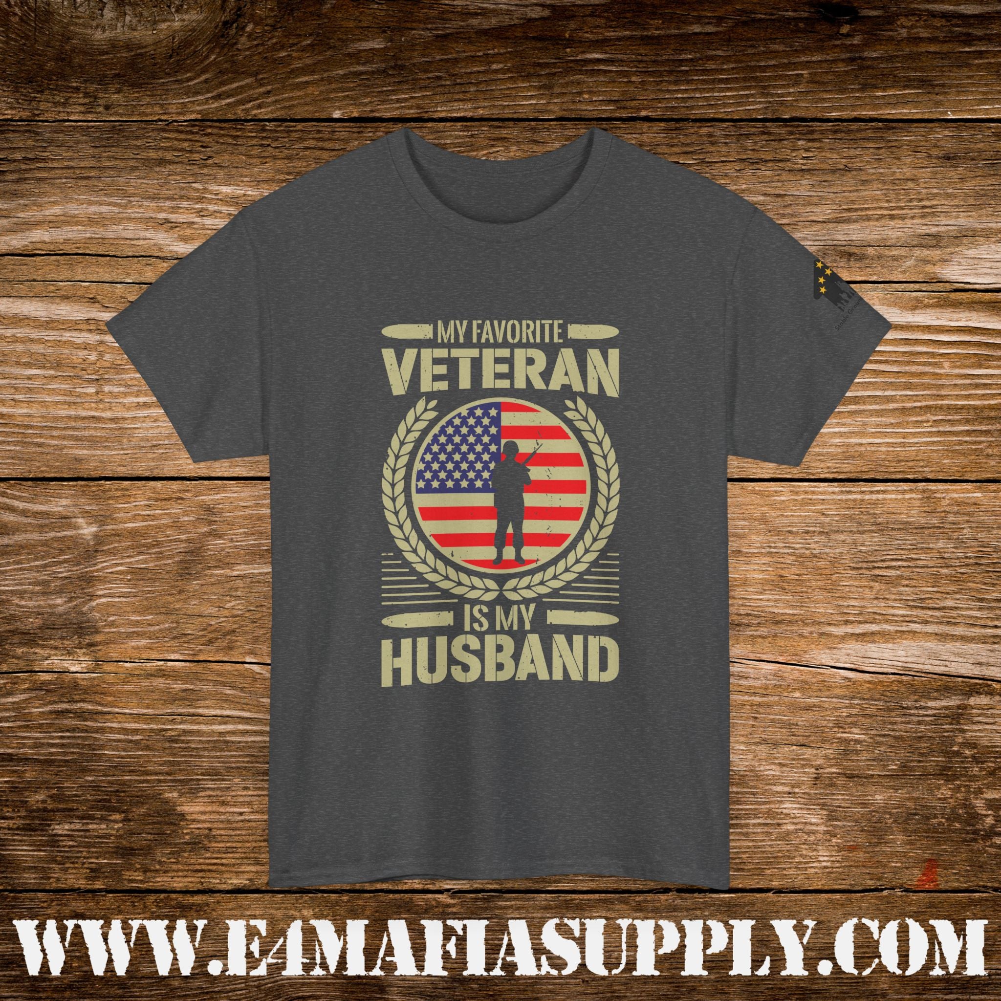 “My Favorite Veteran Is My Husband” – Patriotic Military Wife T-Shirt