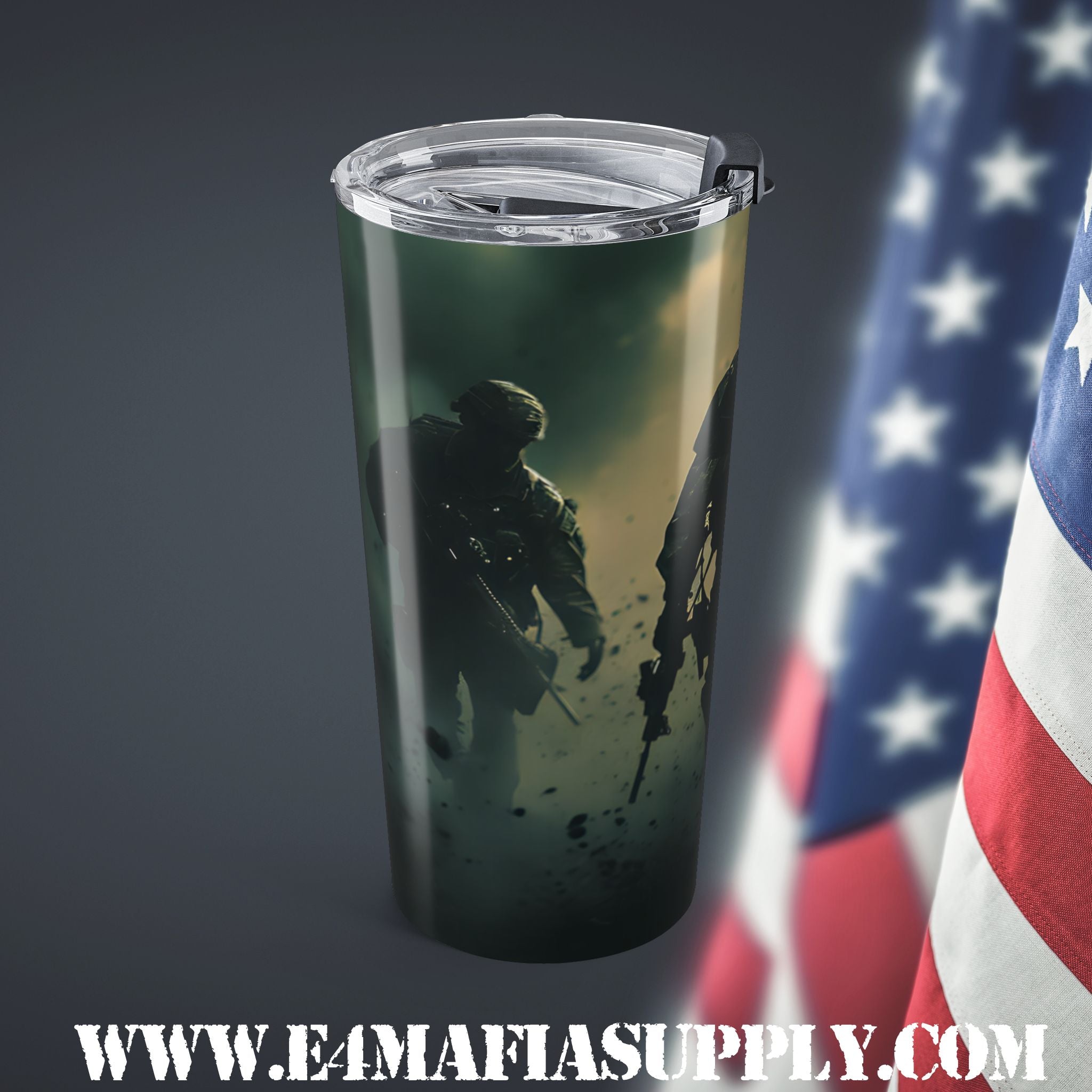 Through the Fire — Tactical Soldier Tumbler for Warriors Who Never Qui