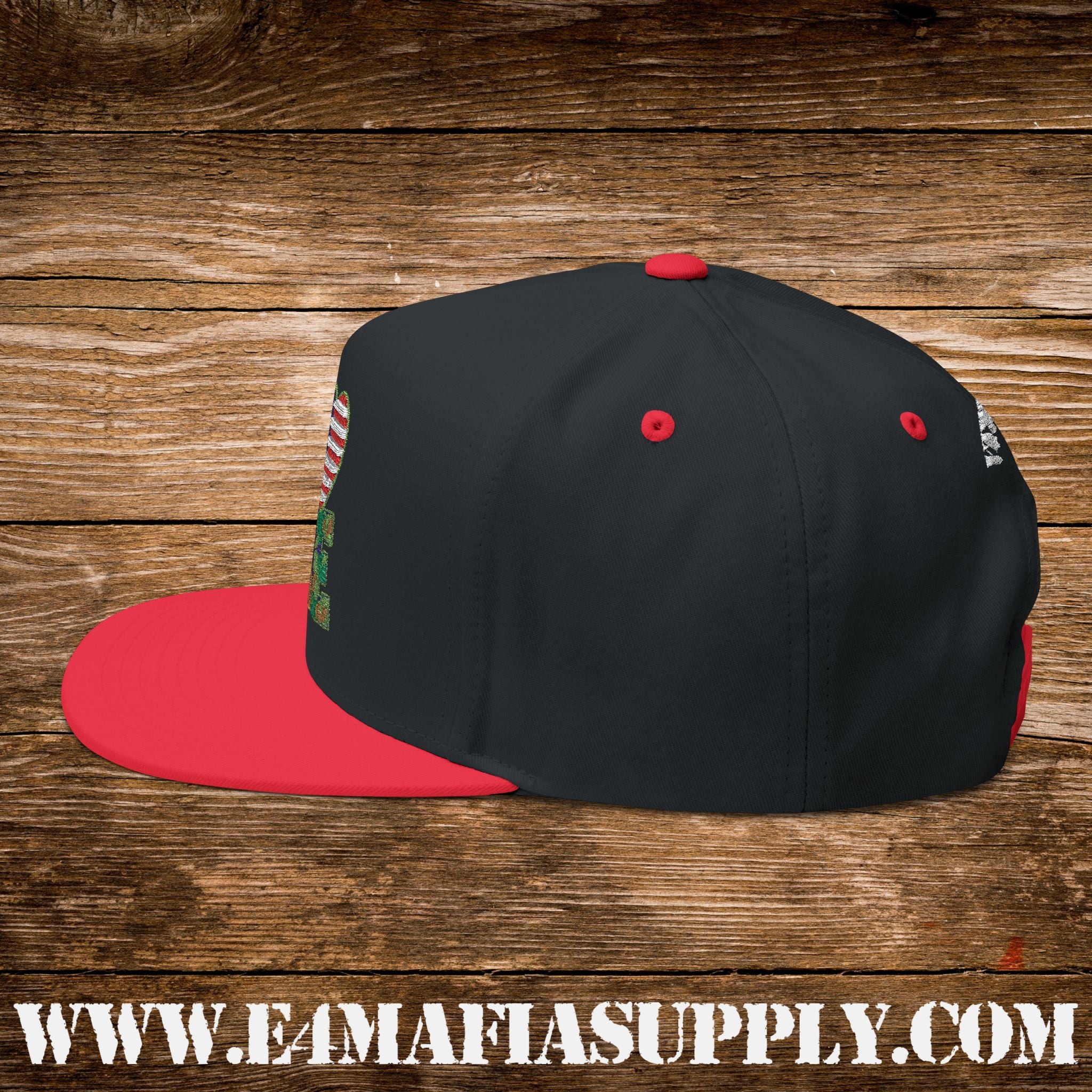 Patriotic “Love” Flat Bill Cap with American Flag Heart and Combat Boots