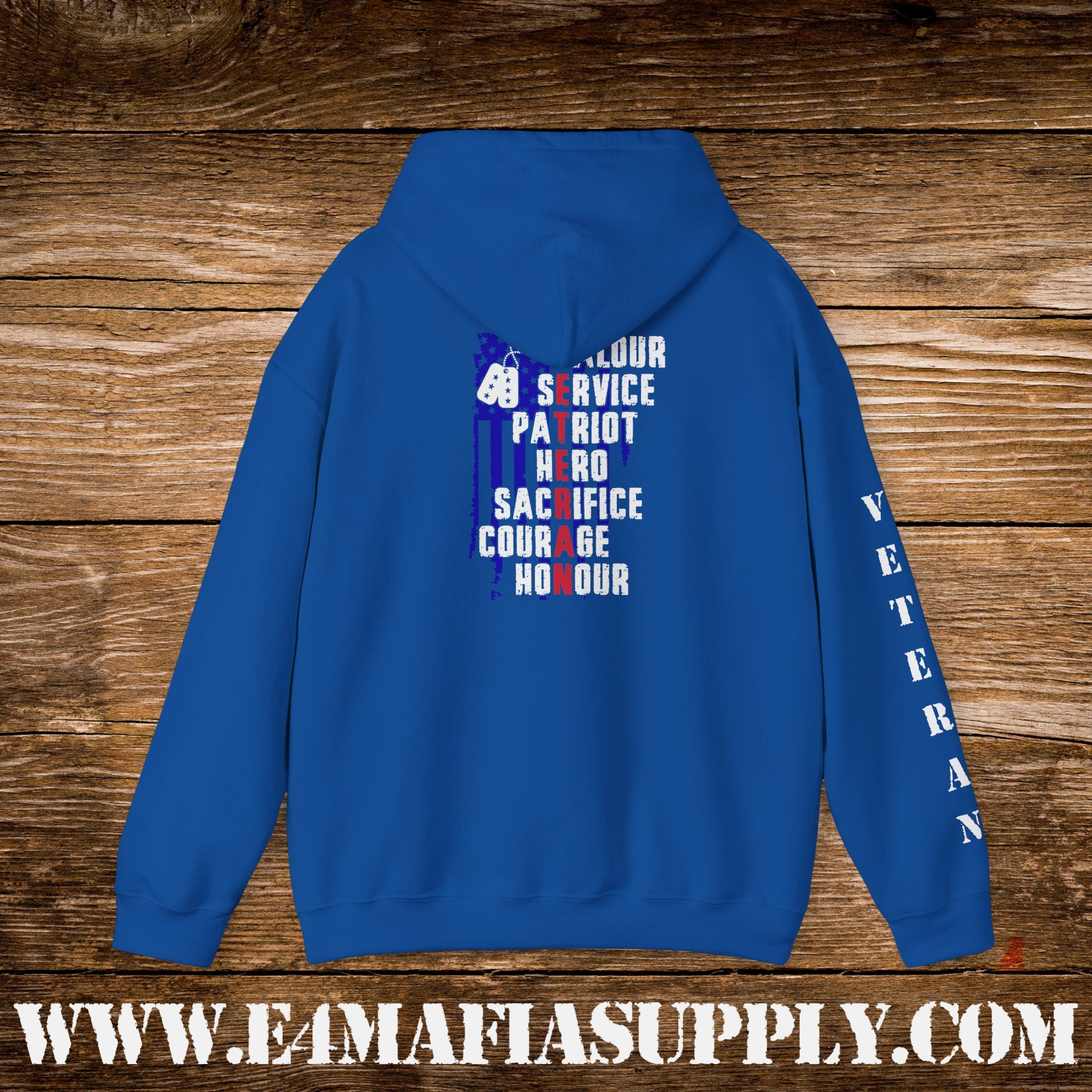 “Valour, Service, Patriot, Hero” Military Pride Veteran Hoodie