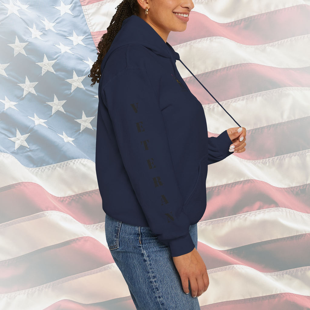 “Heroes Don’t Wear Capes – They Wear Dog Tags & Combat Boots” Patriotic Veteran Sleeve Hoodie