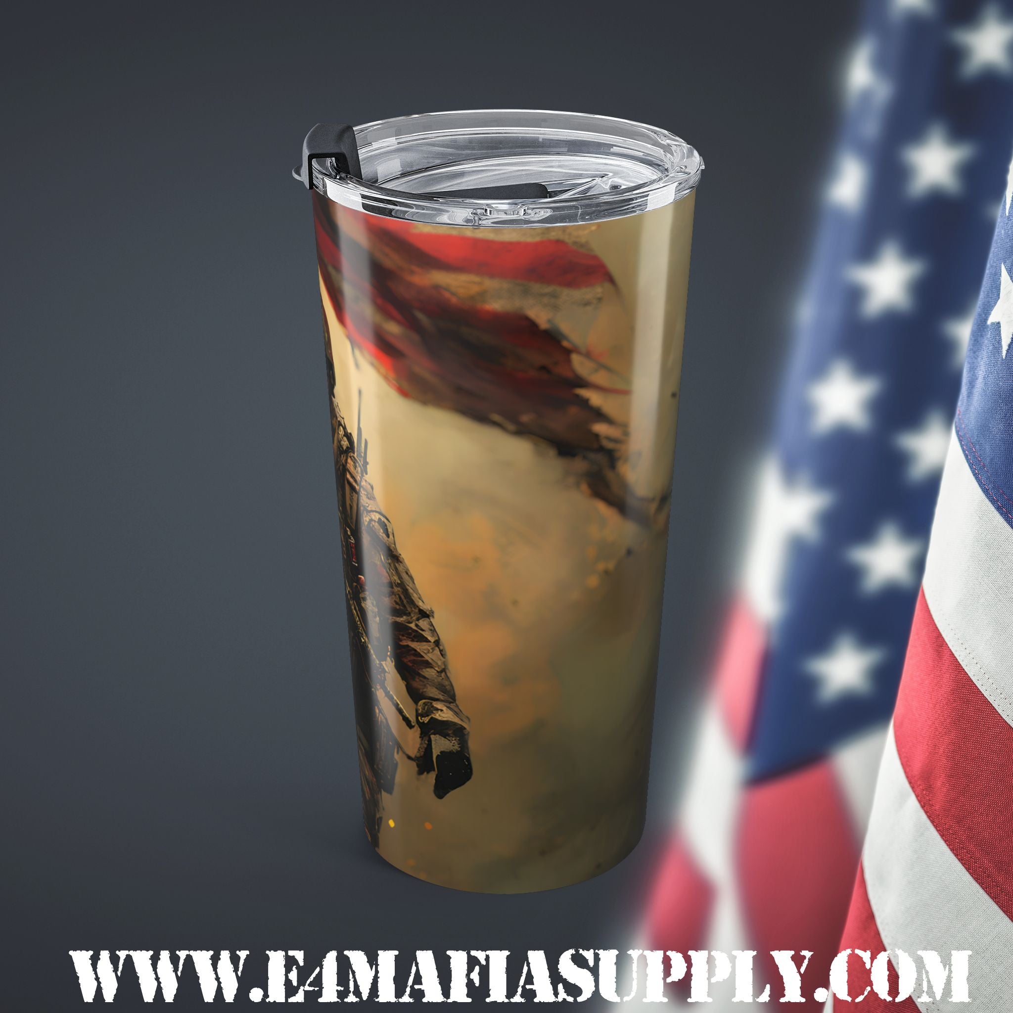 Proud to Serve — Military Warrior Tumbler for the Heroes Who Never Quit
