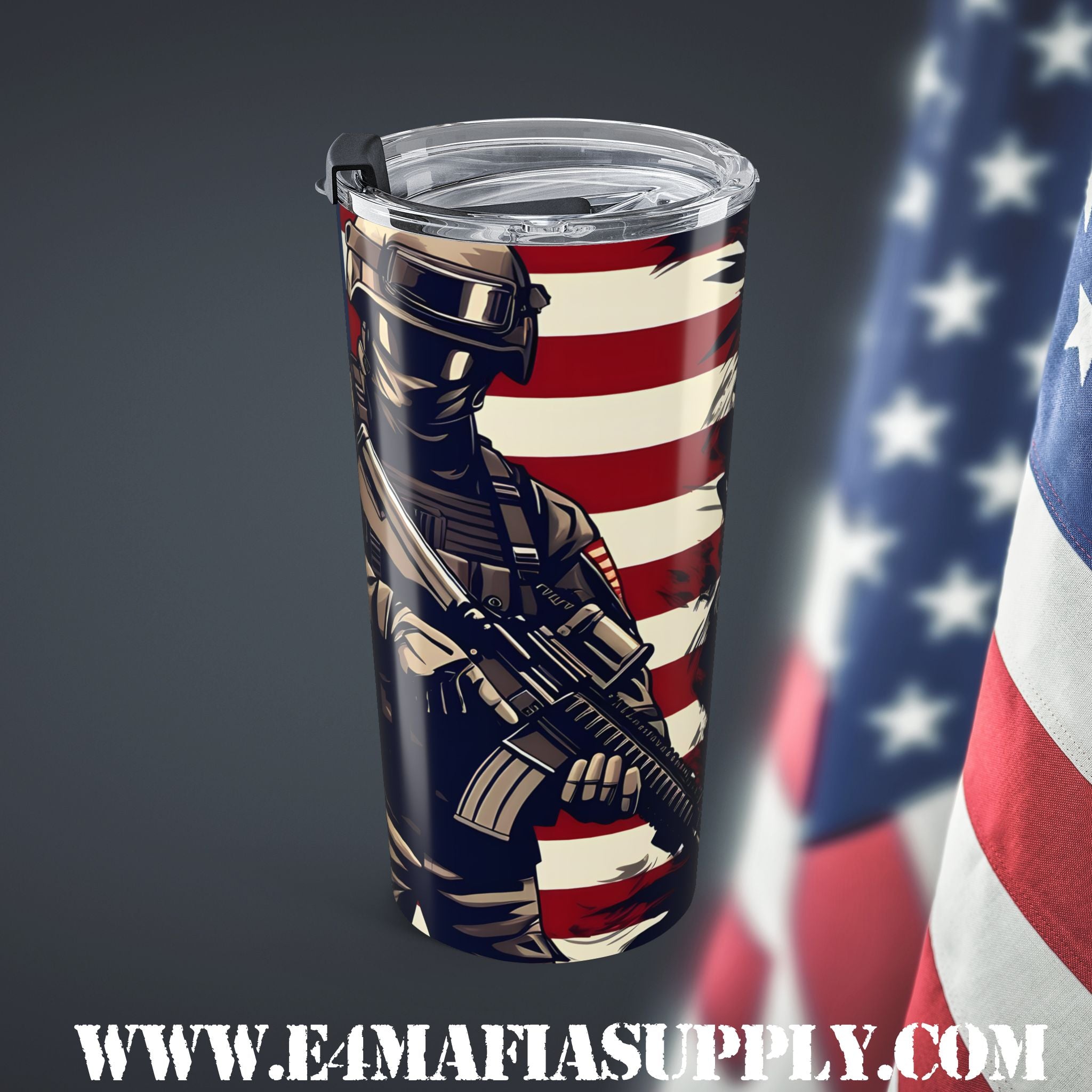 Cartoon Commandos — Patriotic Soldier Tumbler with a Bold American Attitude