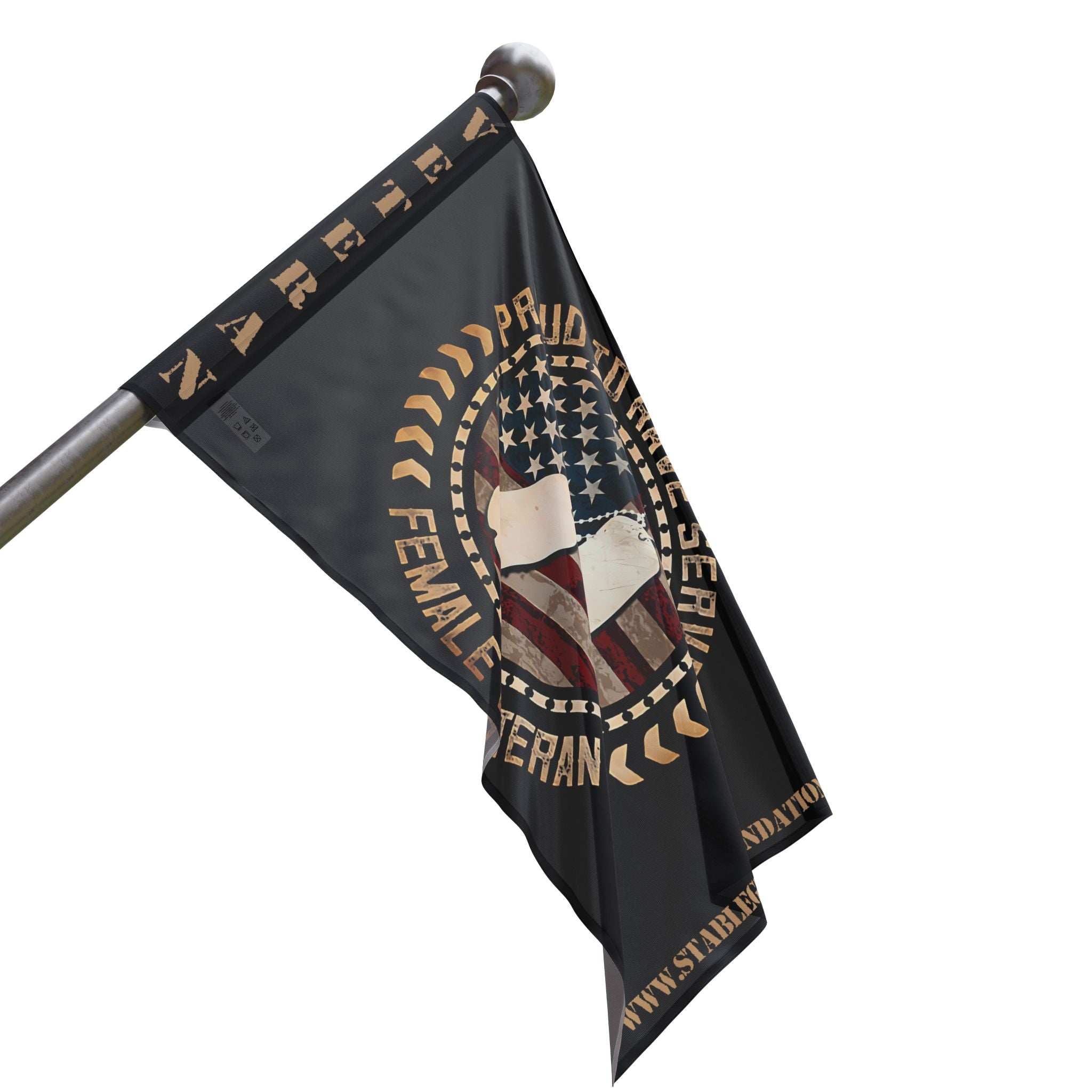 Proud to Have Served — Tan Female Veteran Flag with American Pride