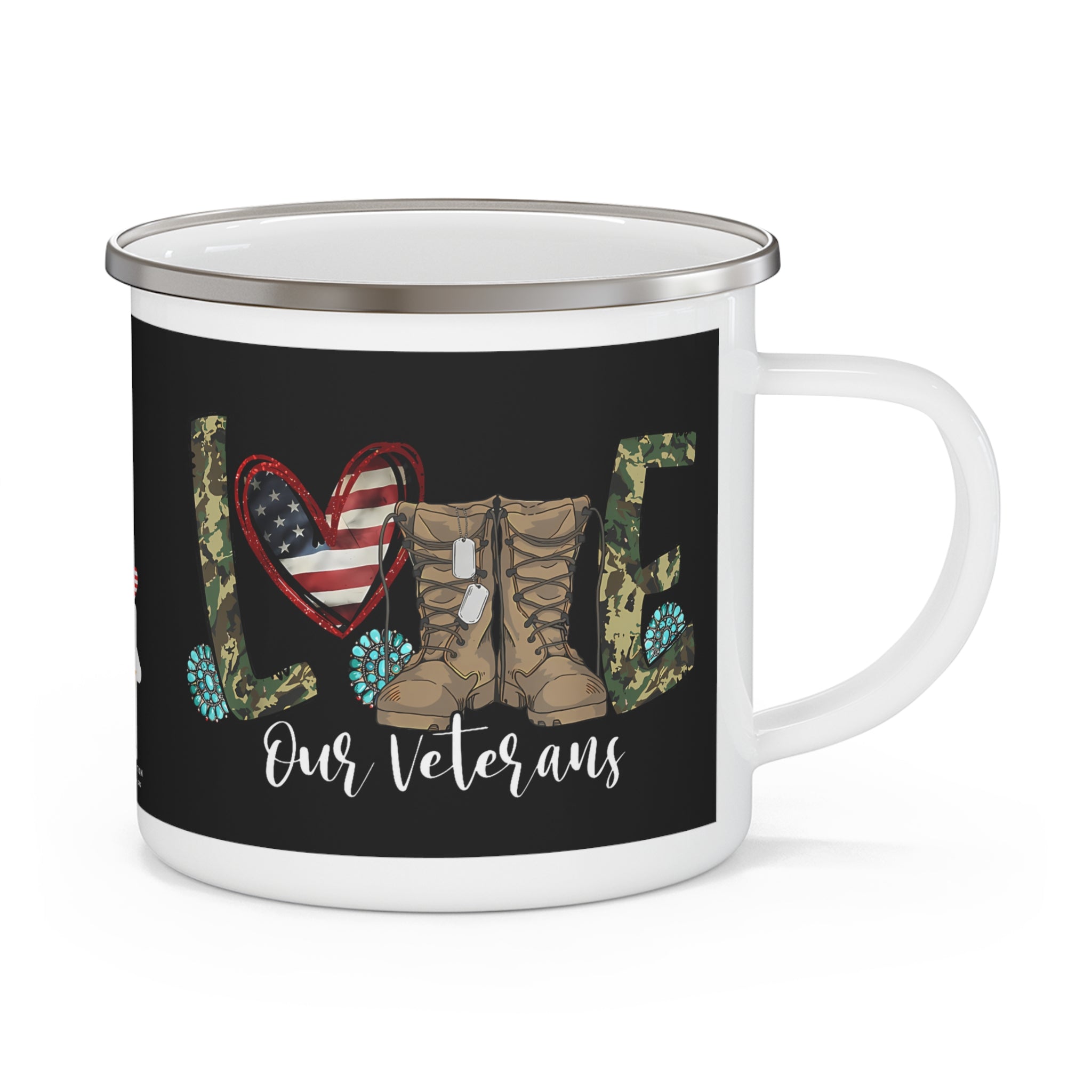 Love Our Veterans Enamel Mug