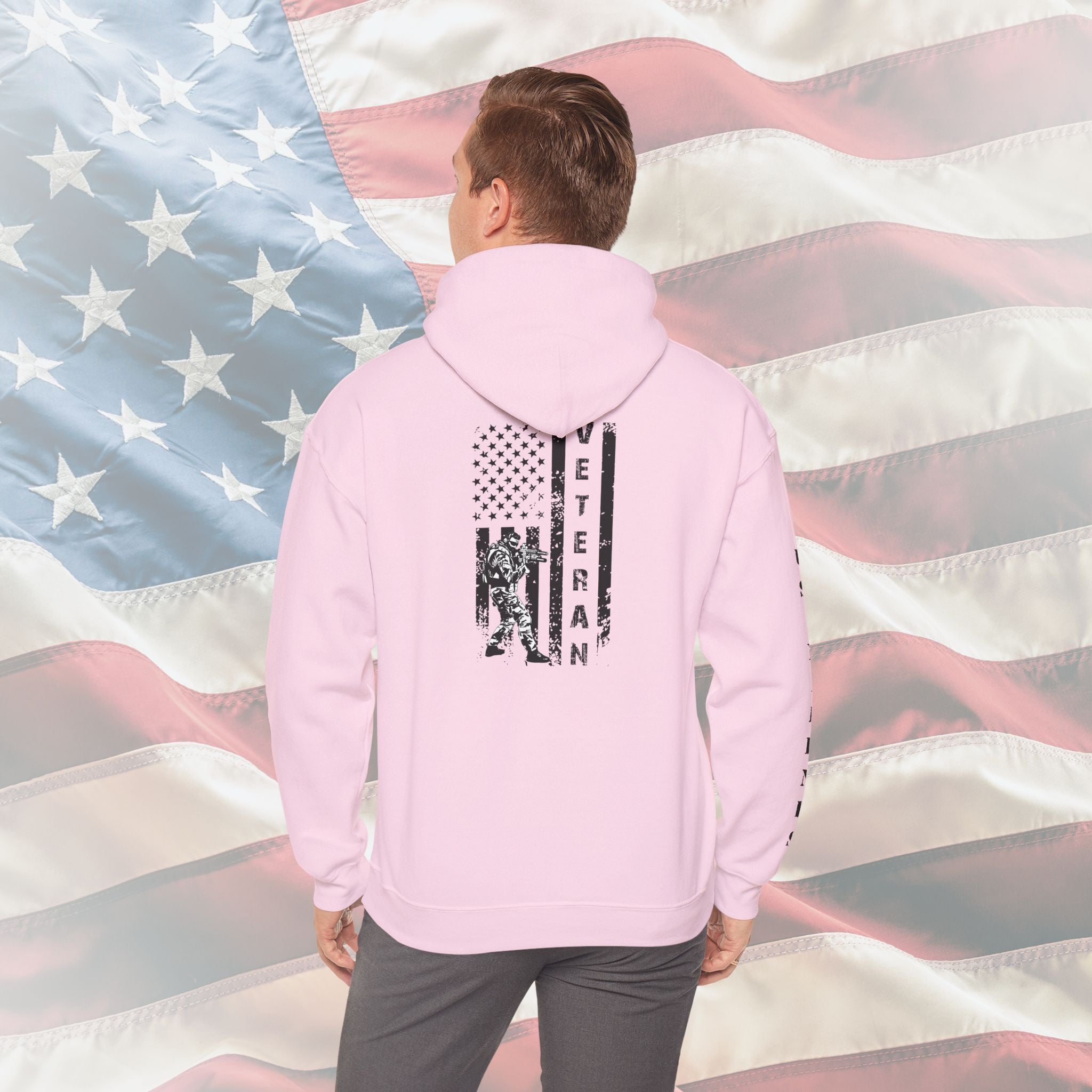 US Marines Vertical Flag Veteran Hoodie