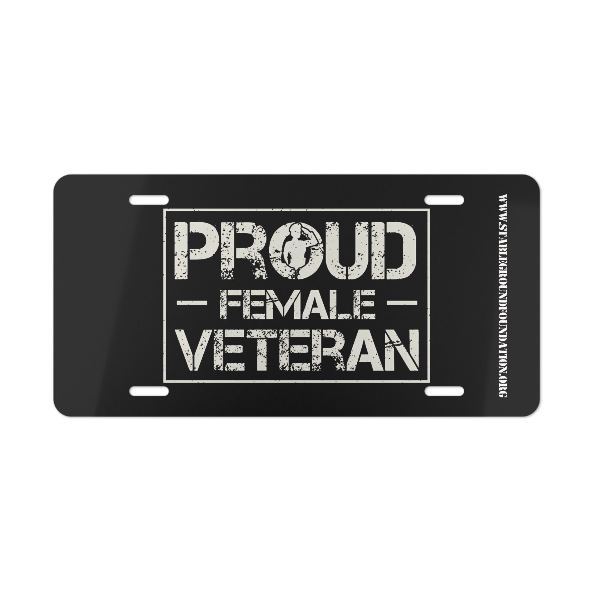 Proud Female Veteran – Bold Black License Plate Tribute