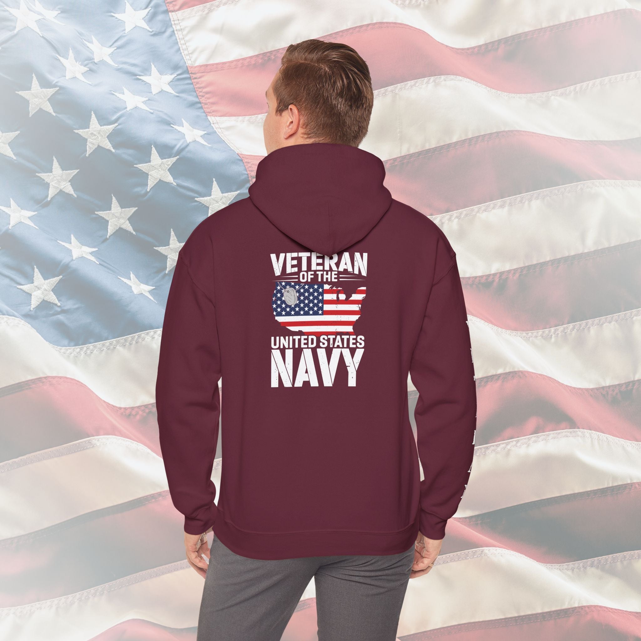 United States Navy Veteran Hoodie – Patriotic Flag Edition